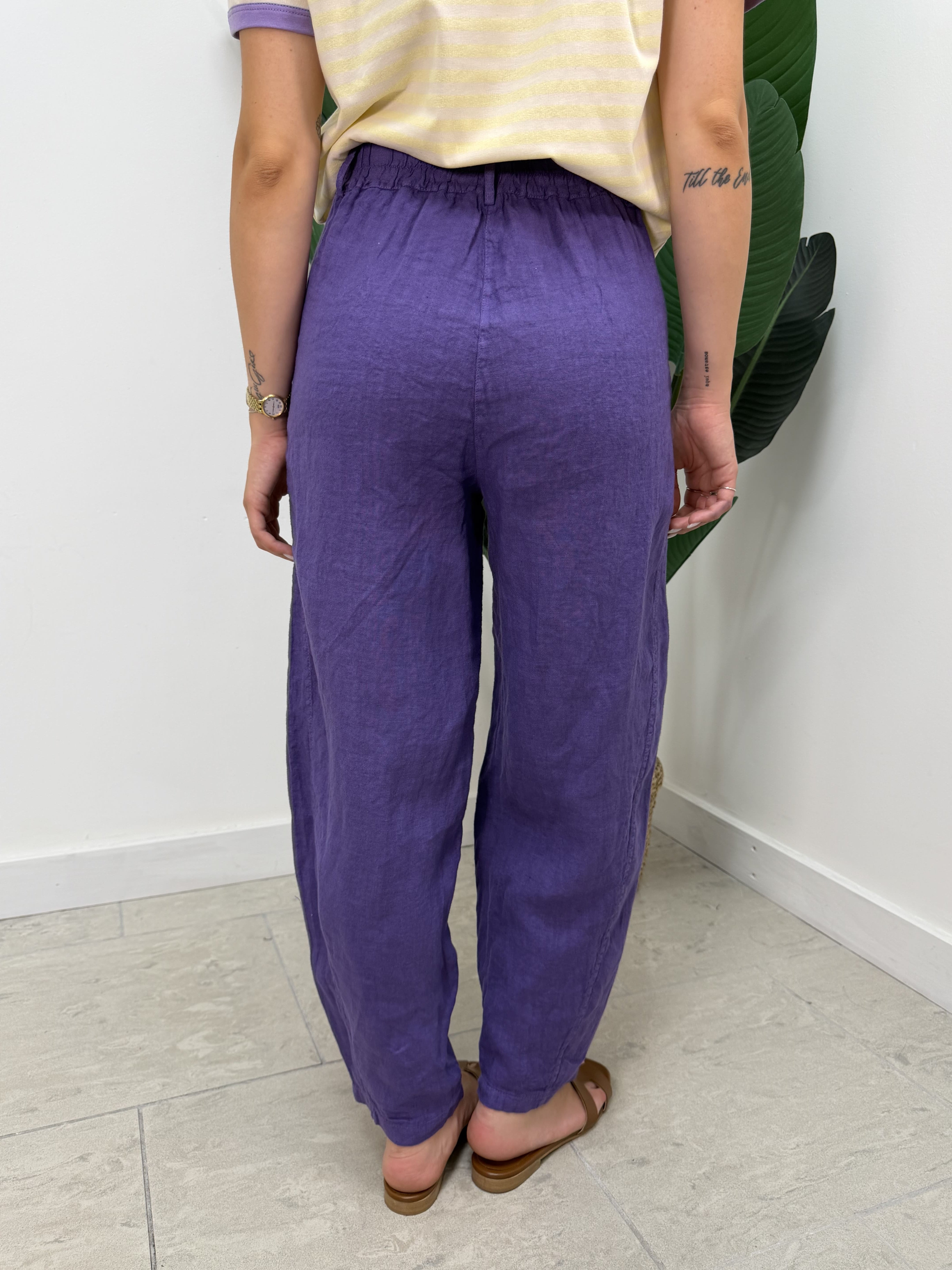 Pantalone barrel in lino Susy Mix
