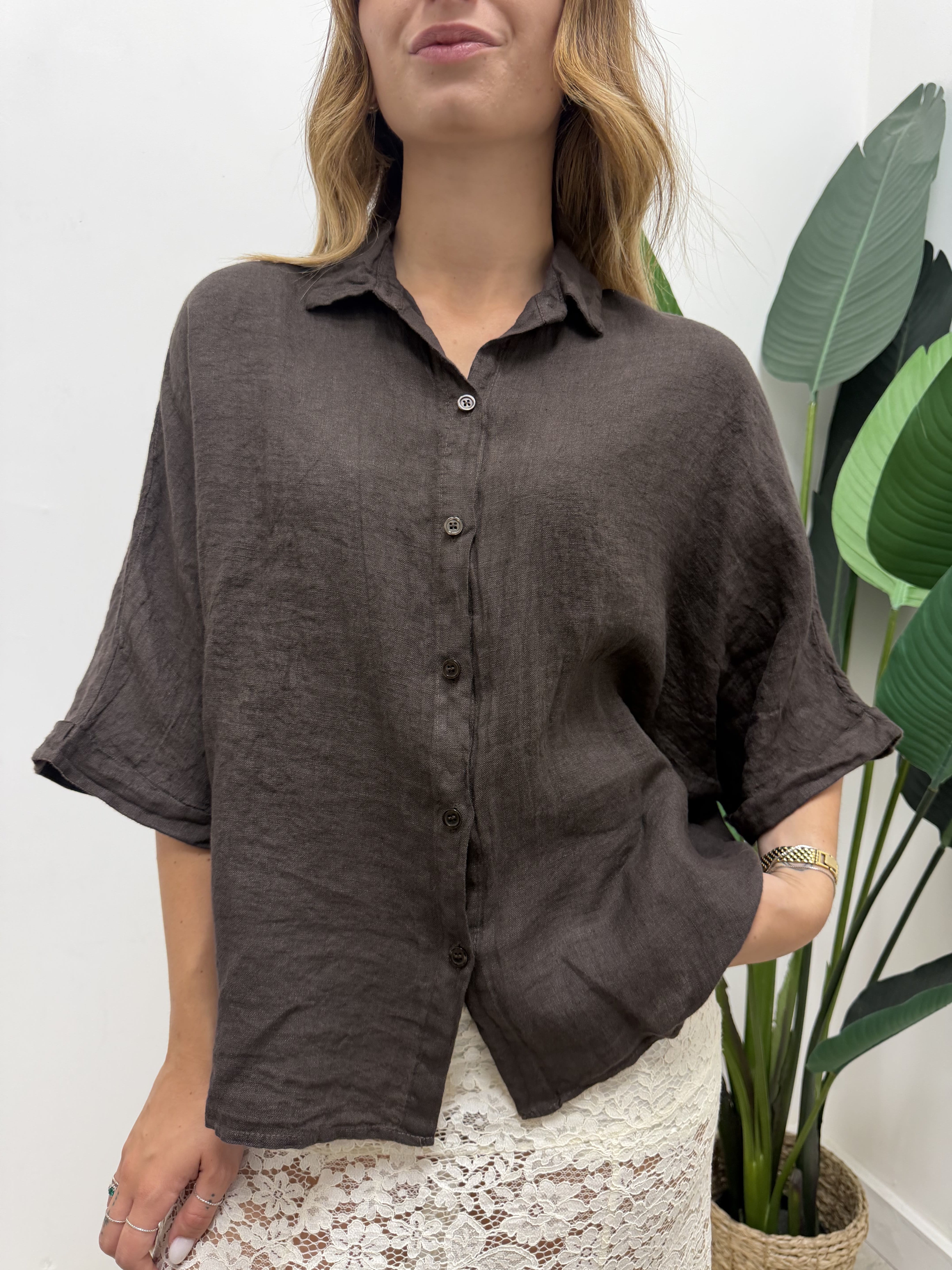 Camicia in lino mezza manica MyD