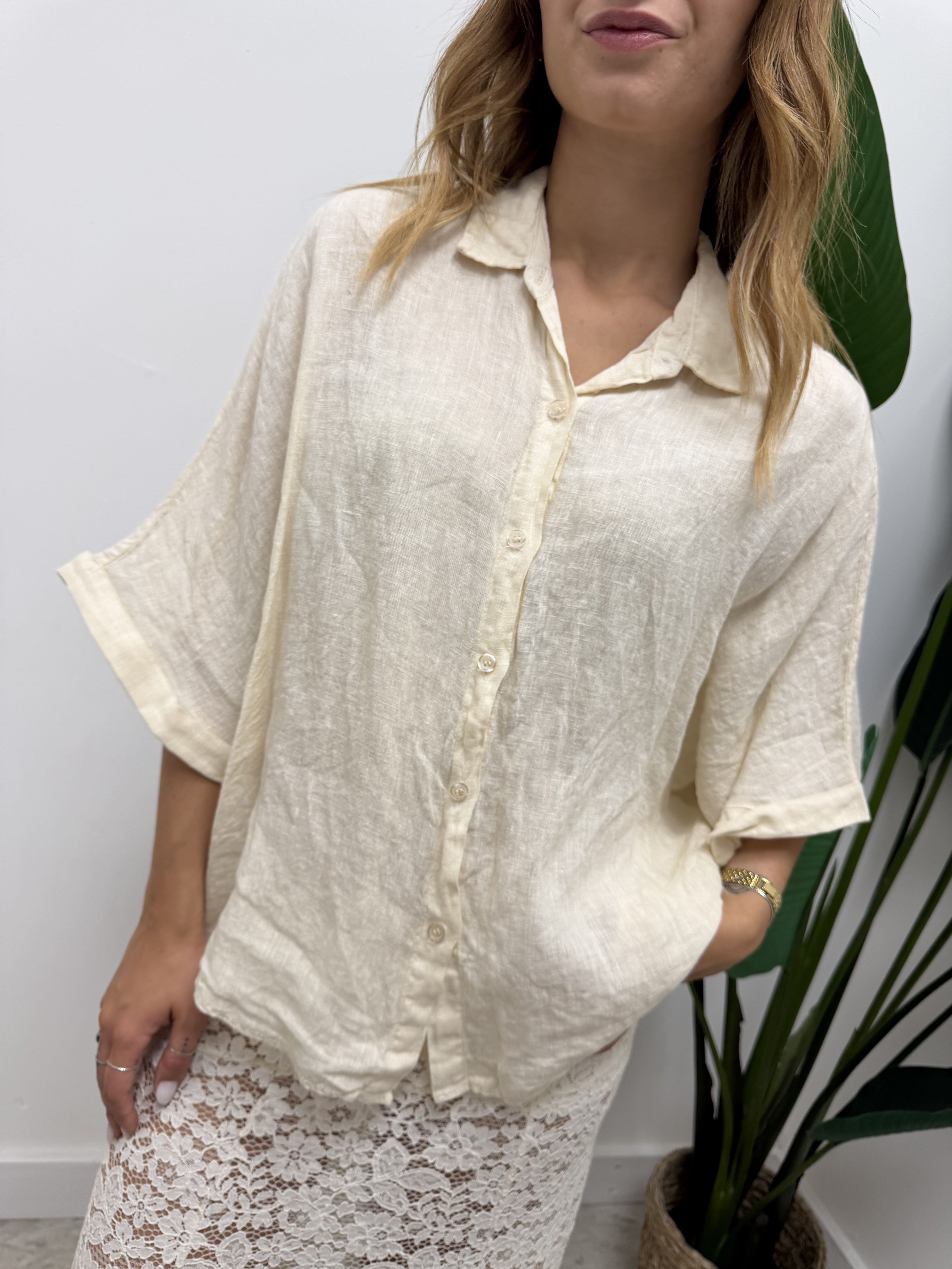 Camicia in lino mezza manica MyD