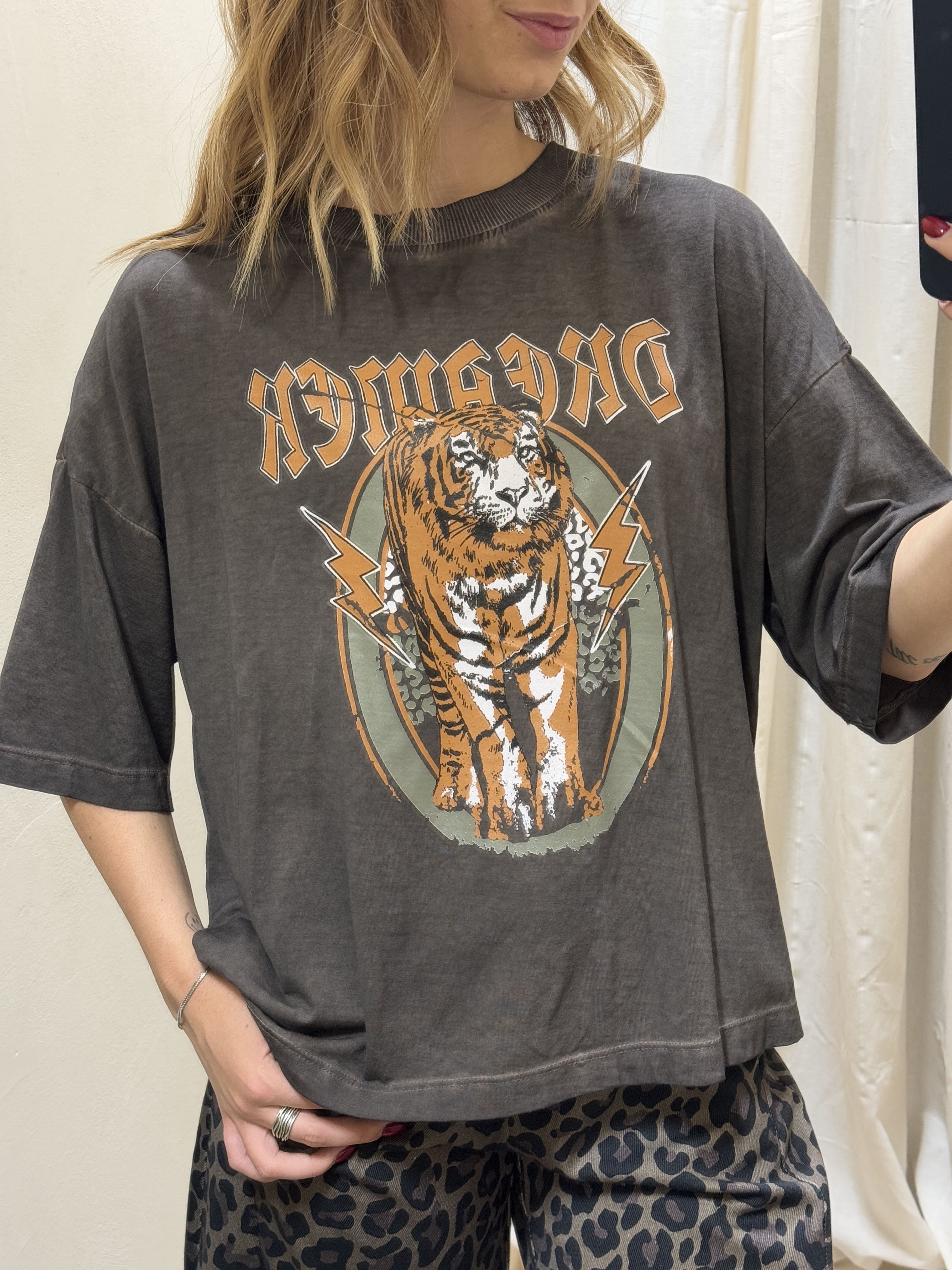 T-Shirt over in cotone stampa tigre HaveOne