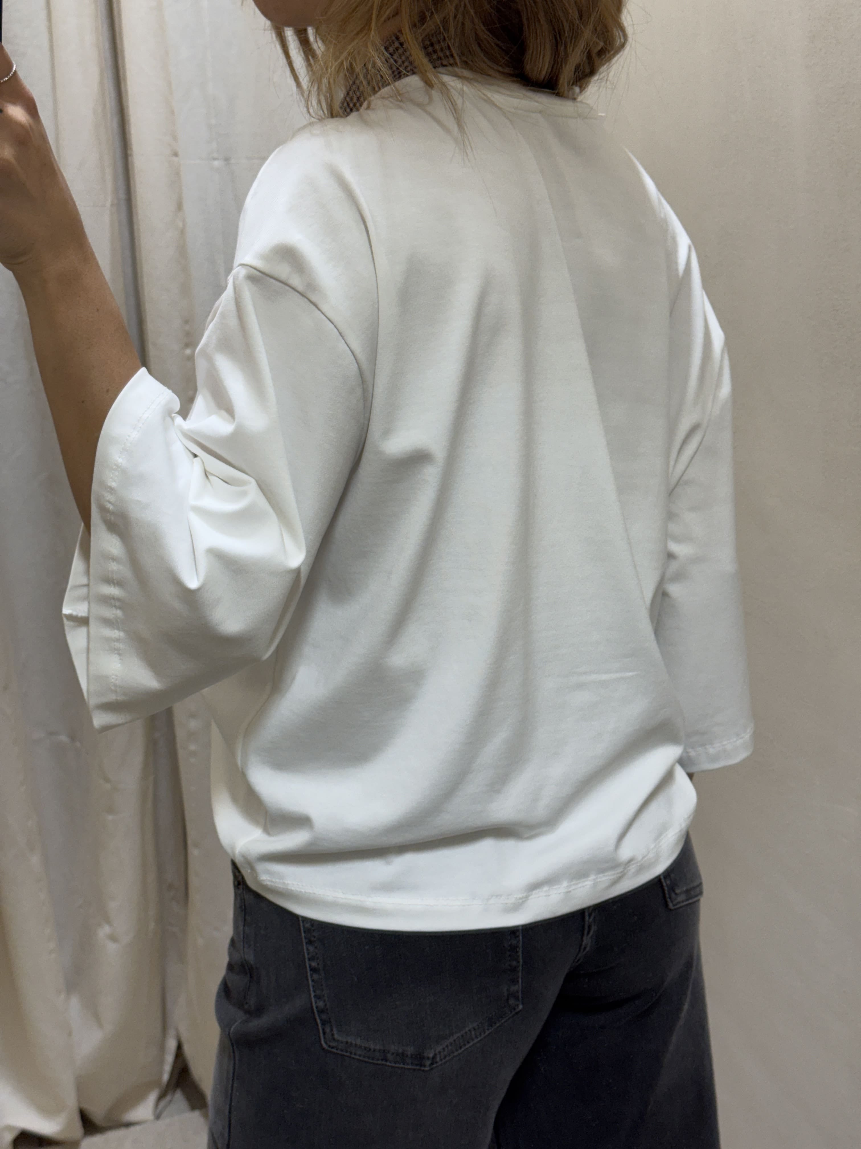T-Shirt girocollo con colletto check Susy Mix