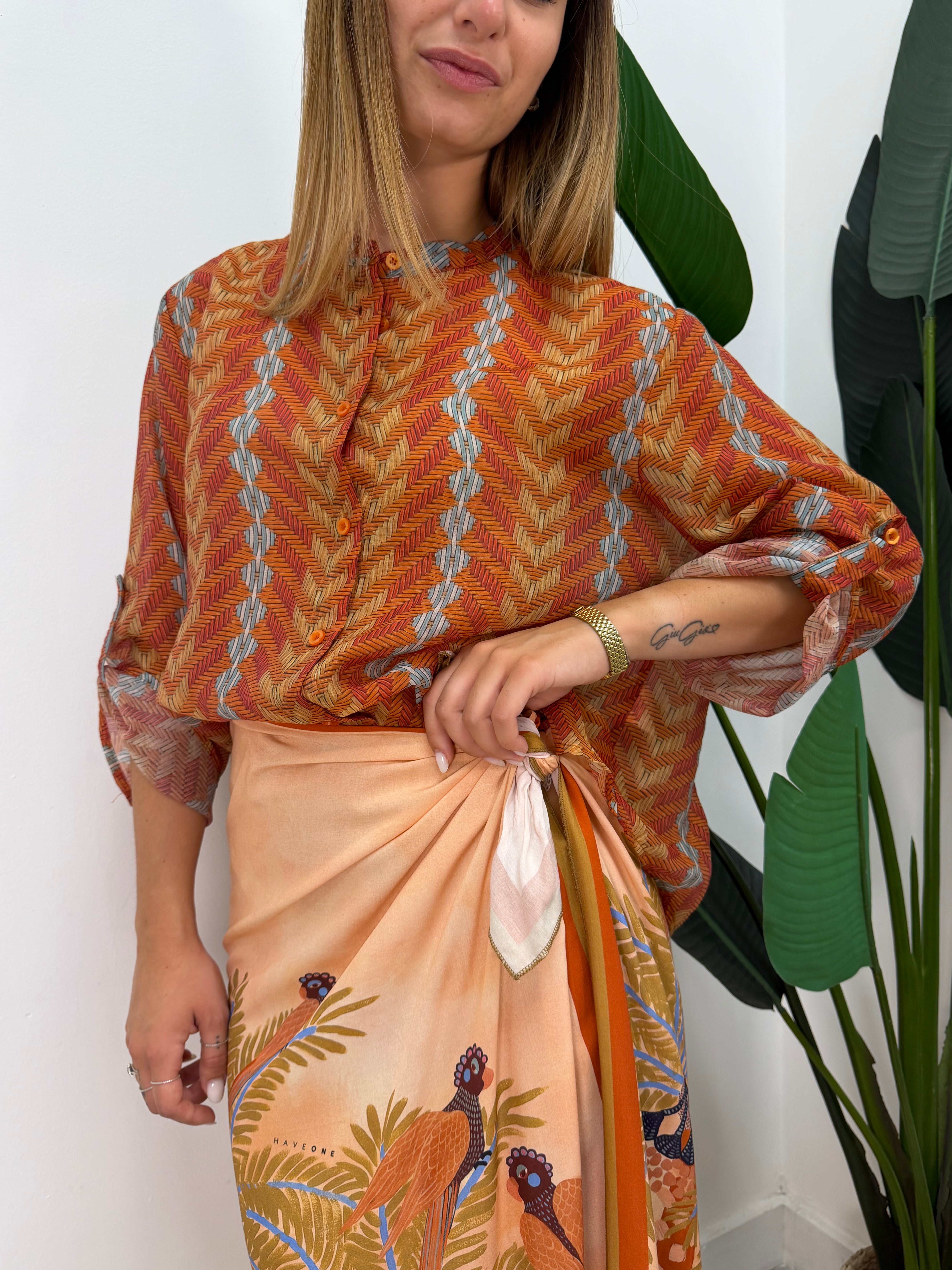 Camicia in mussola stampa astratta HaveOne