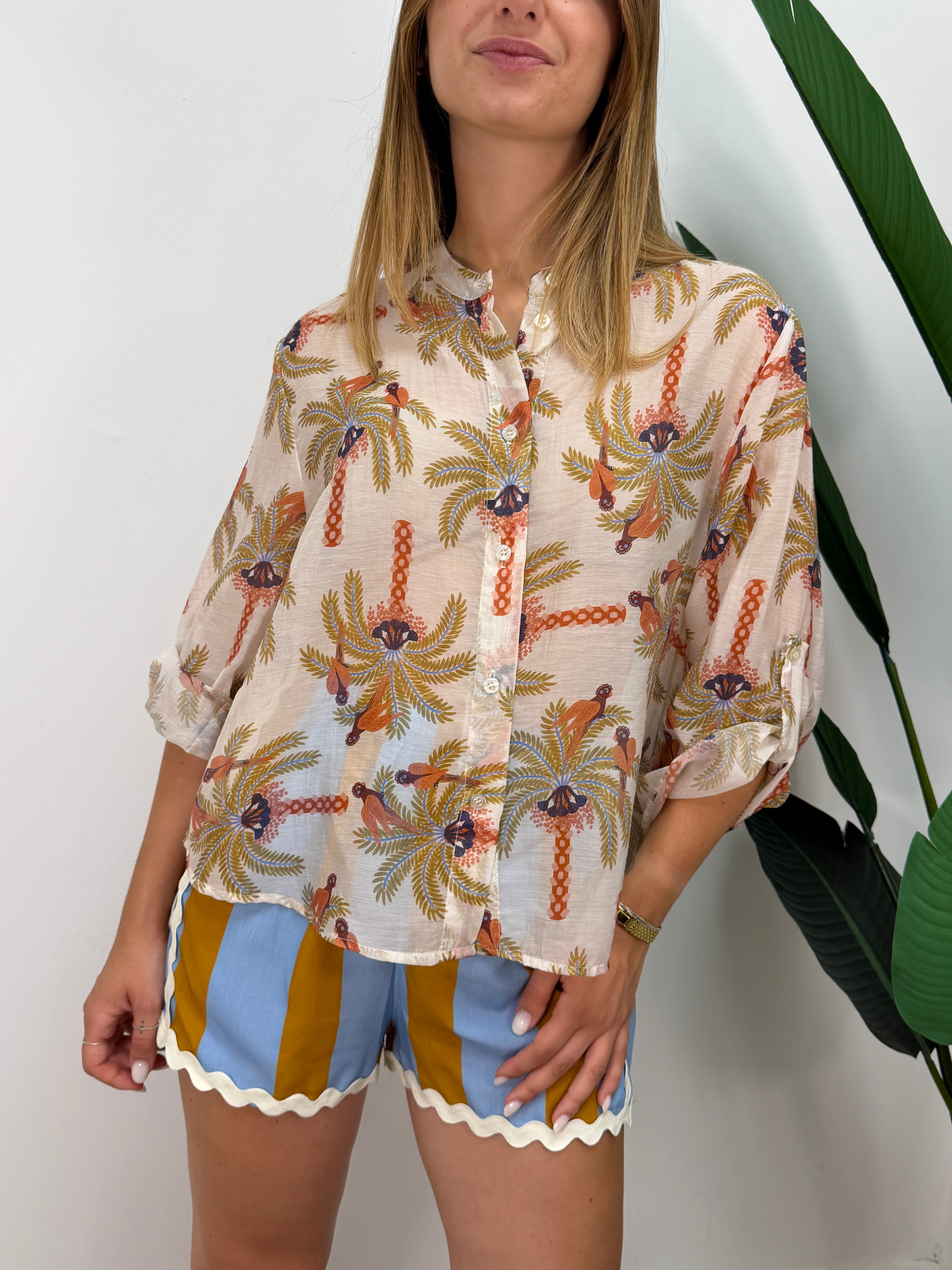 Camicia in mussola stampa pavoni HaveOne