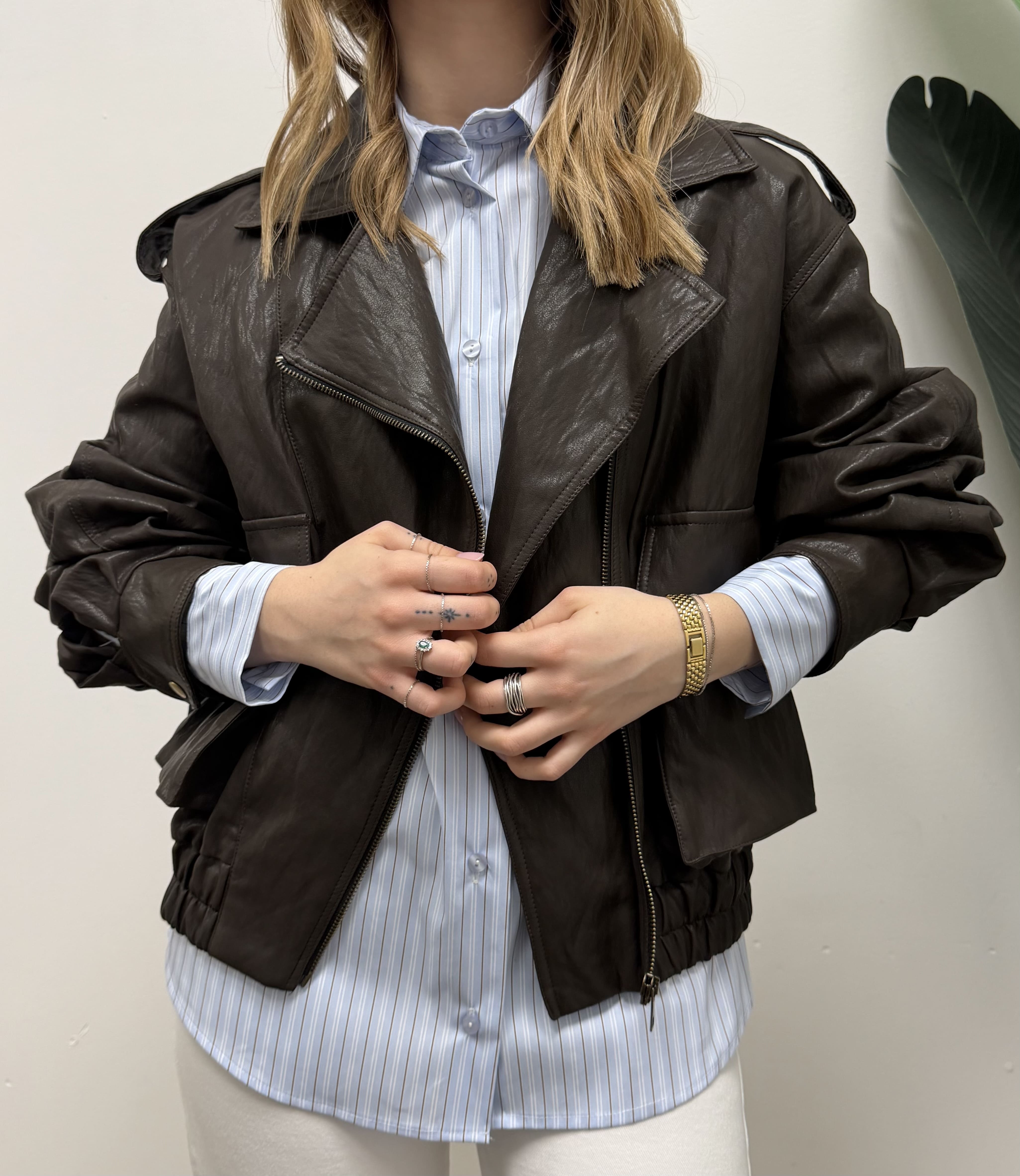 Giubbotto bomber chiodo ecopelle Tensione In