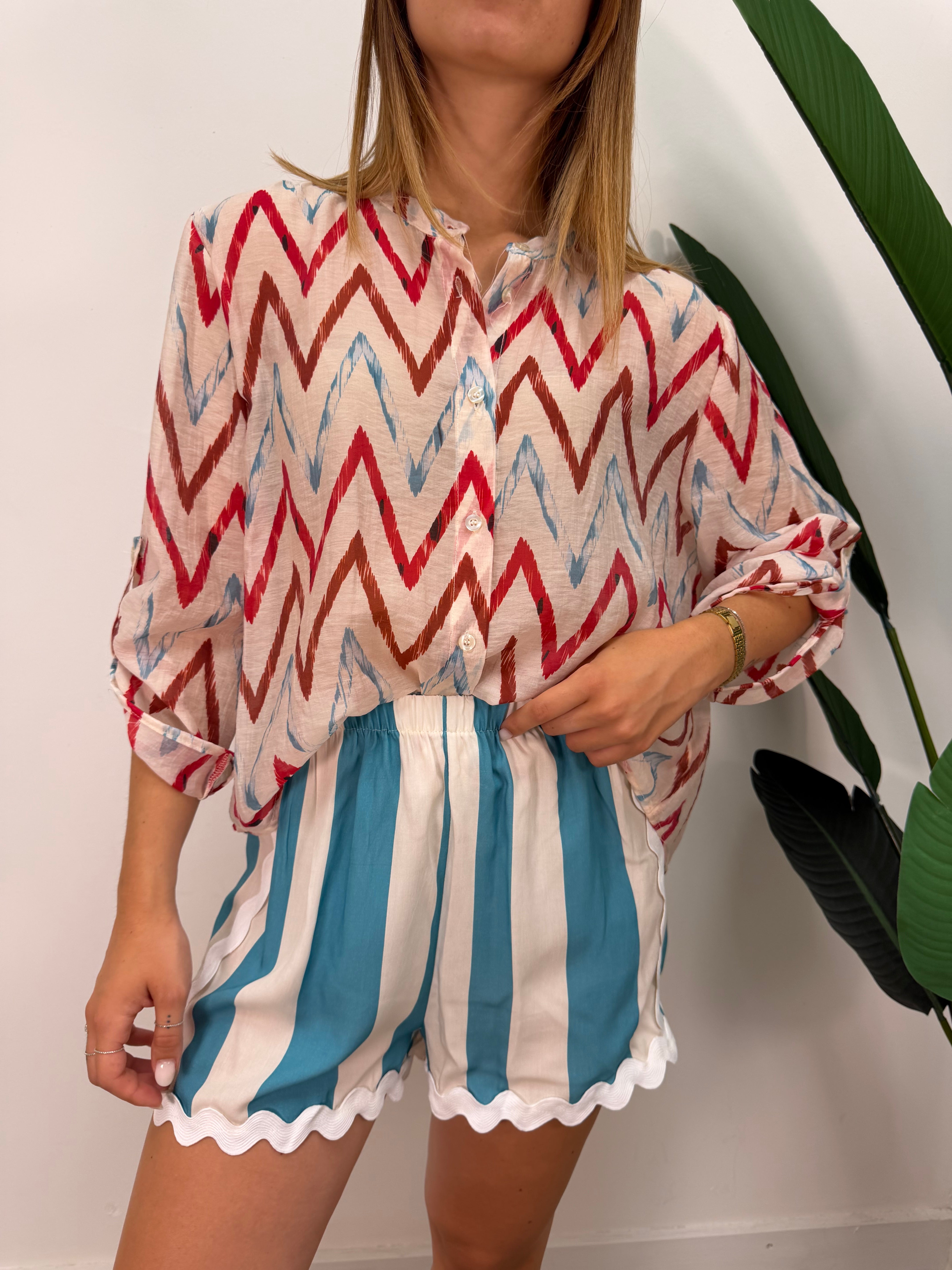 Camicia in mussola stampa zig zag HaveOne