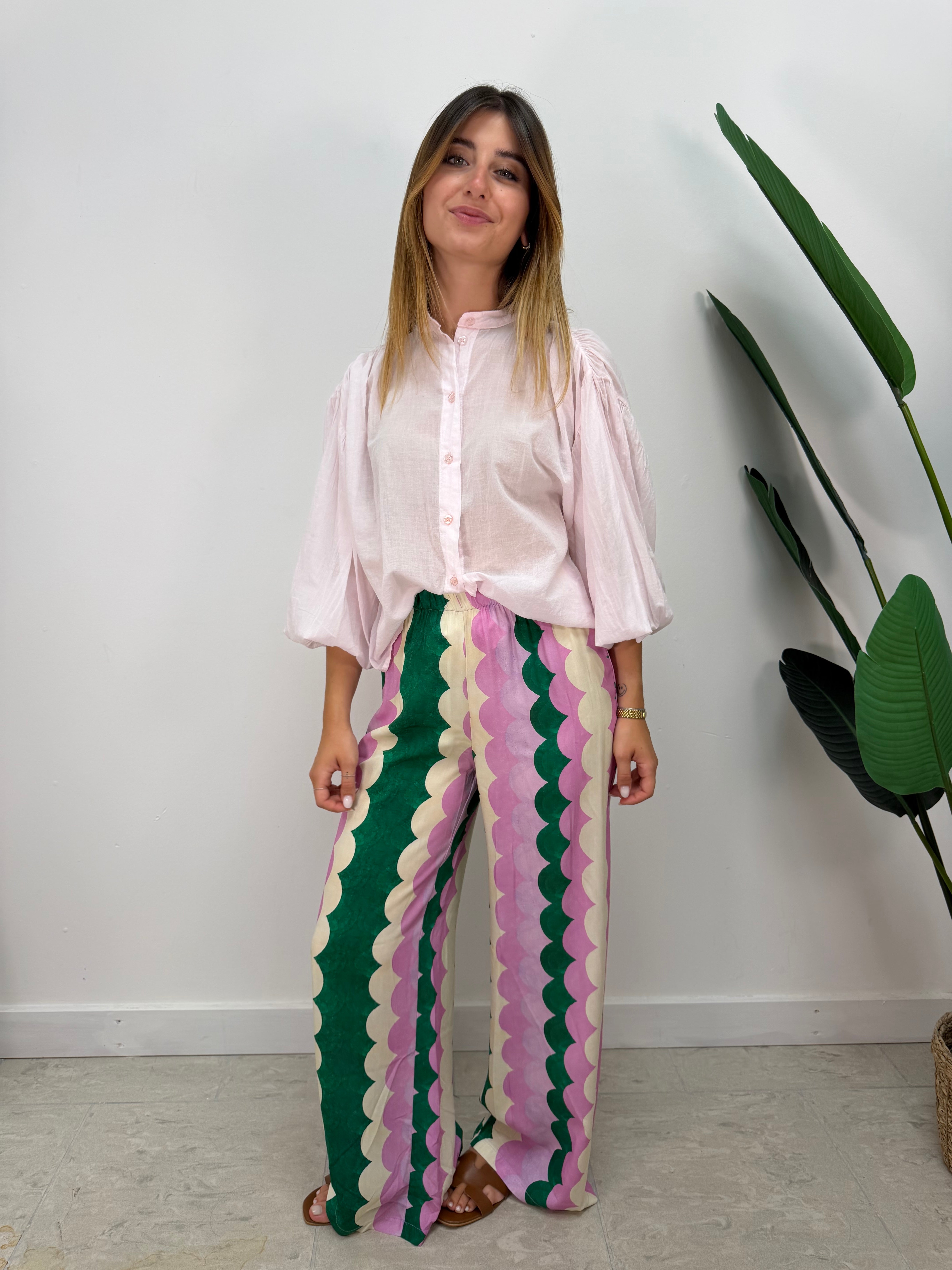 Pantalone gamba dritta fantasia multicolor Tensione In