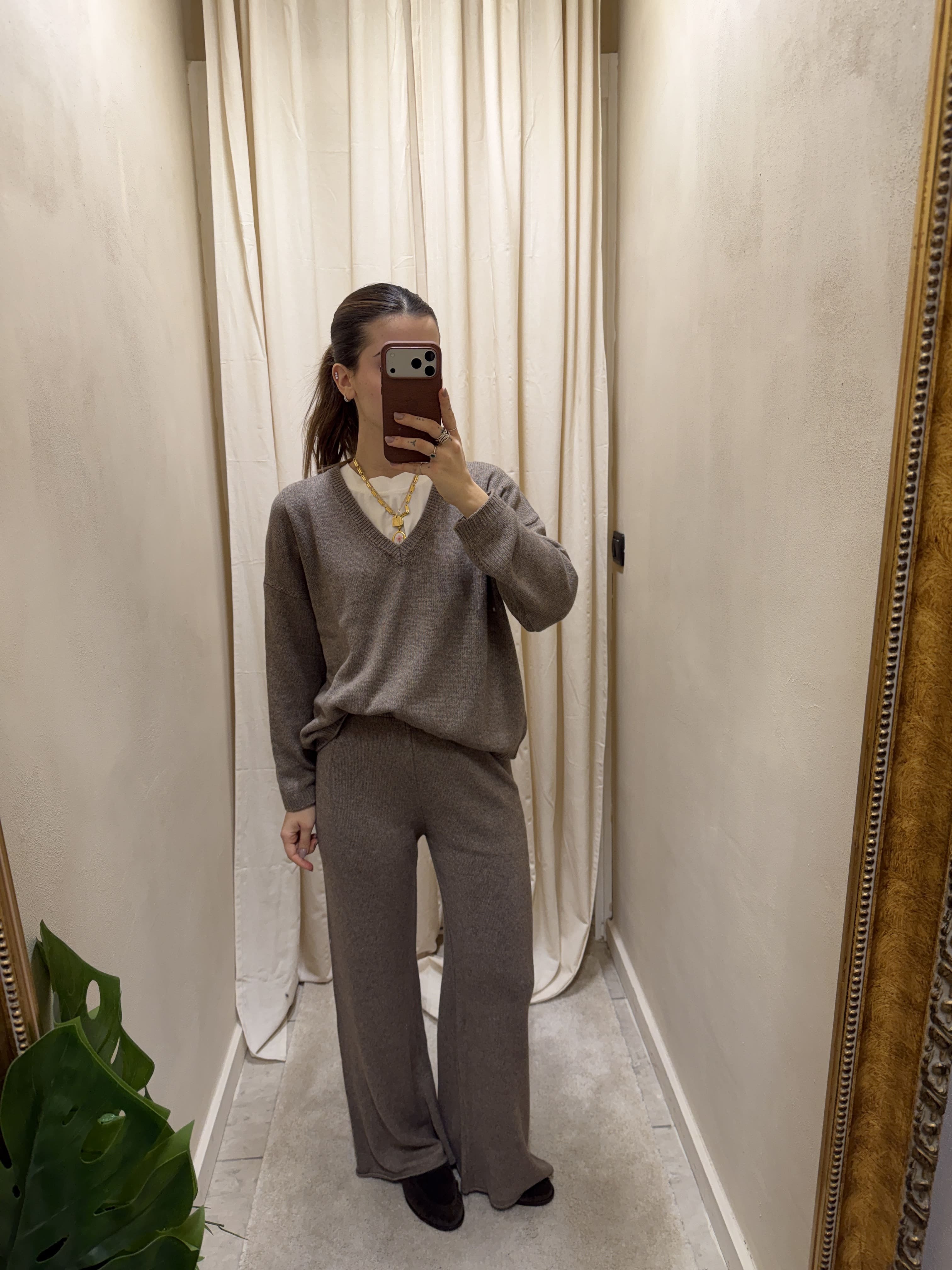 Coordinato in maglia scollo V MyD