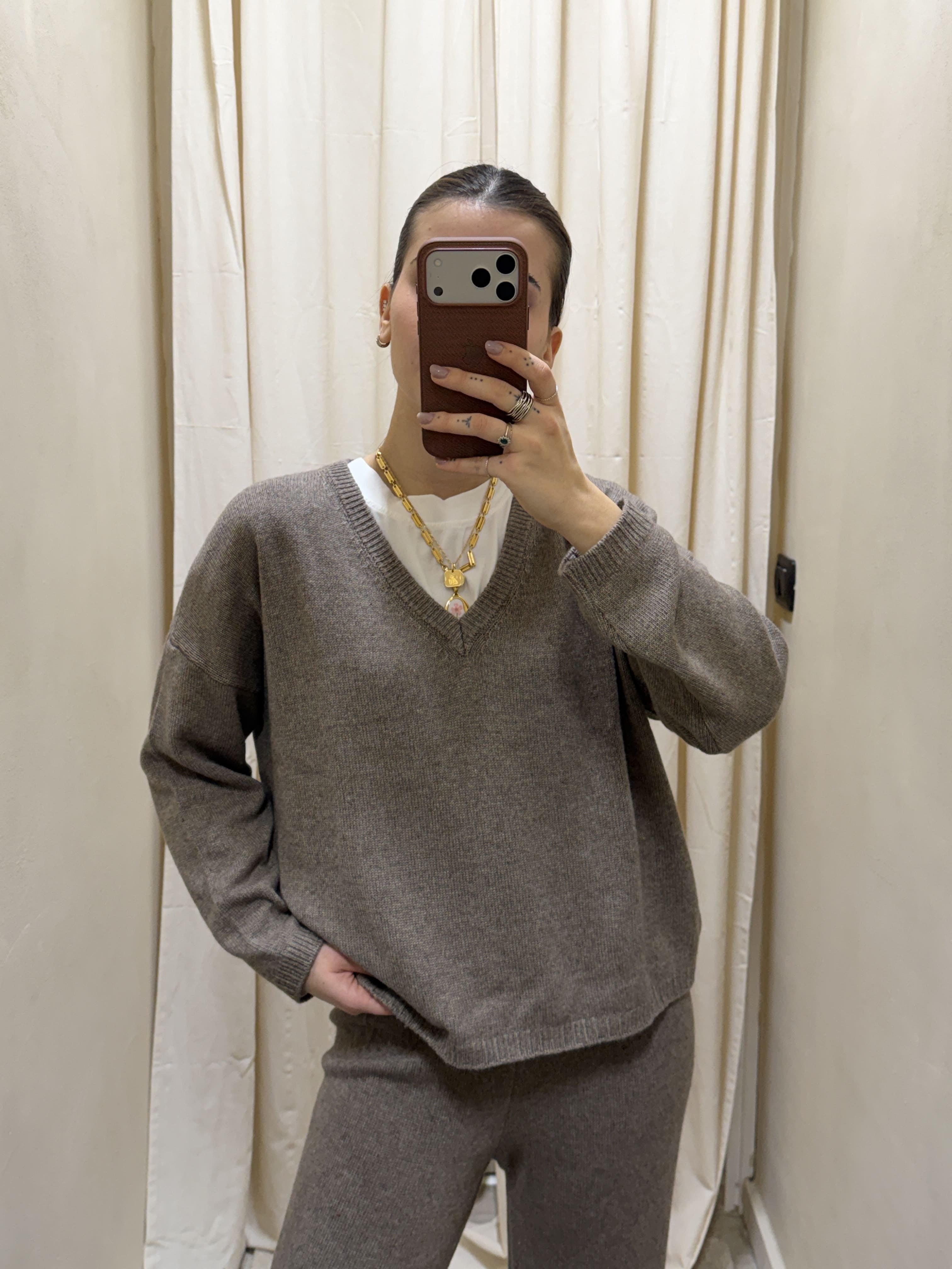 Coordinato in maglia scollo V MyD