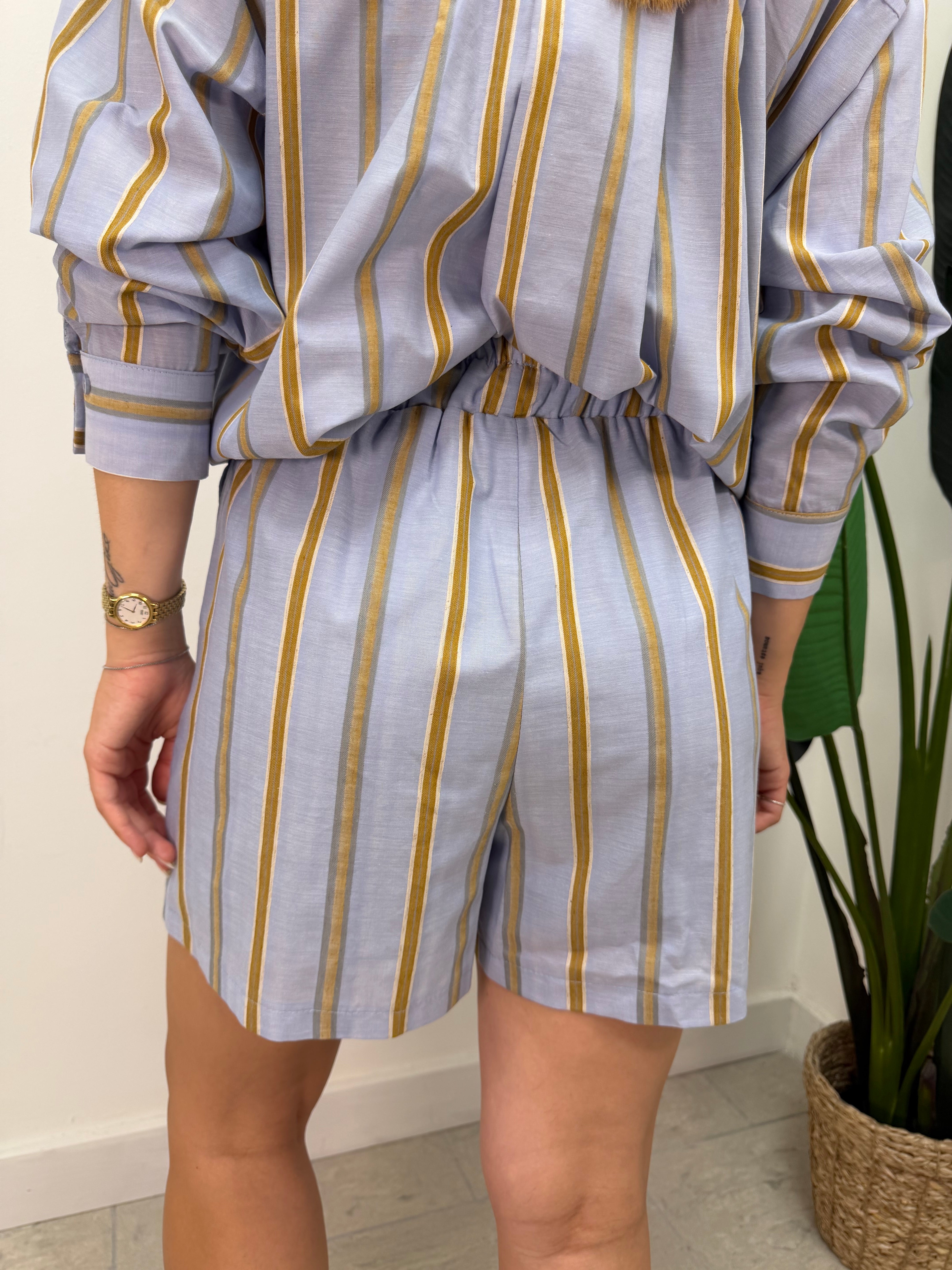 Coordinato camicia e short stampa riga Susy Mix