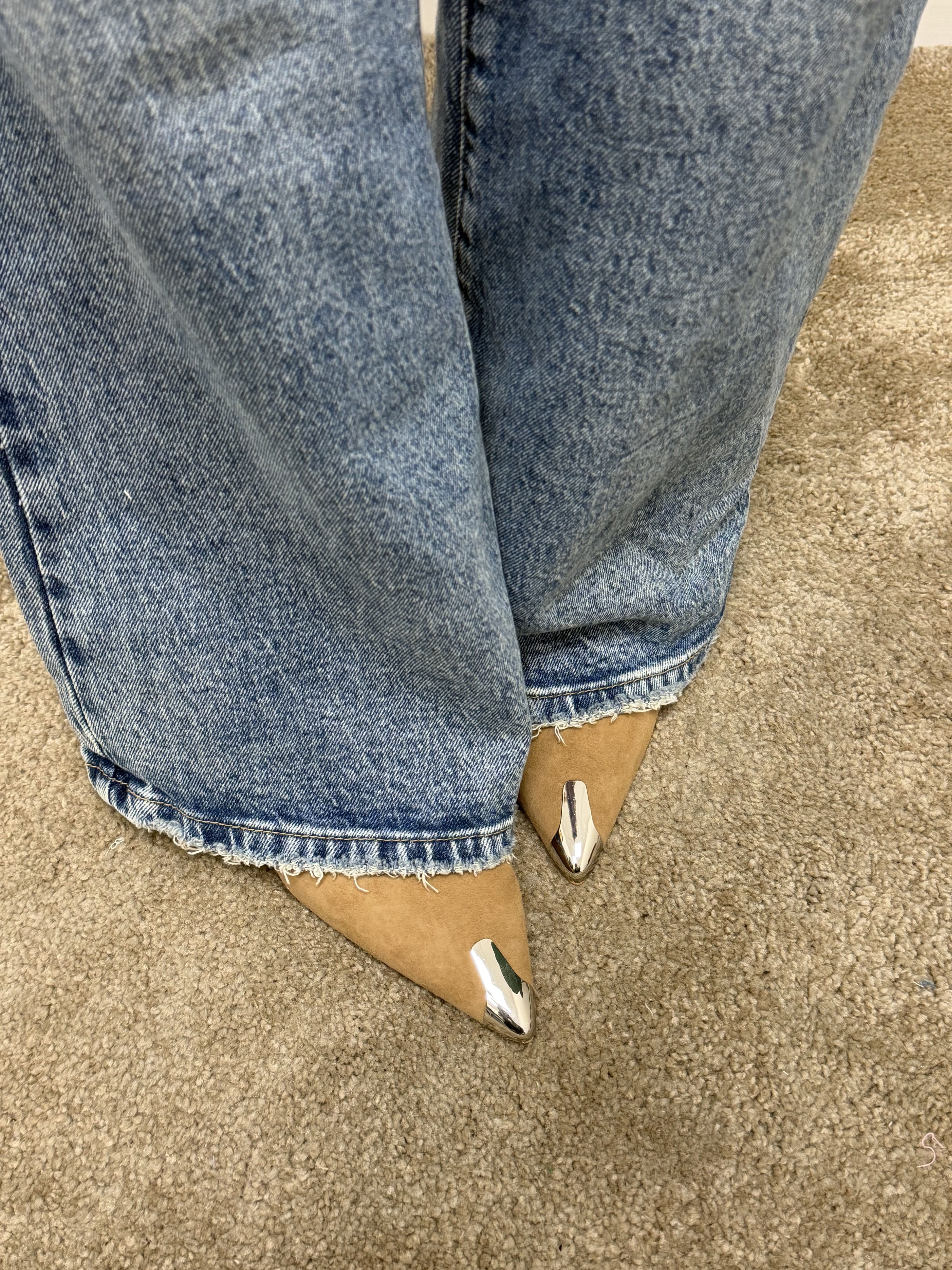 Slingback in camoscio punta metallo tacco 7 Divine Follie