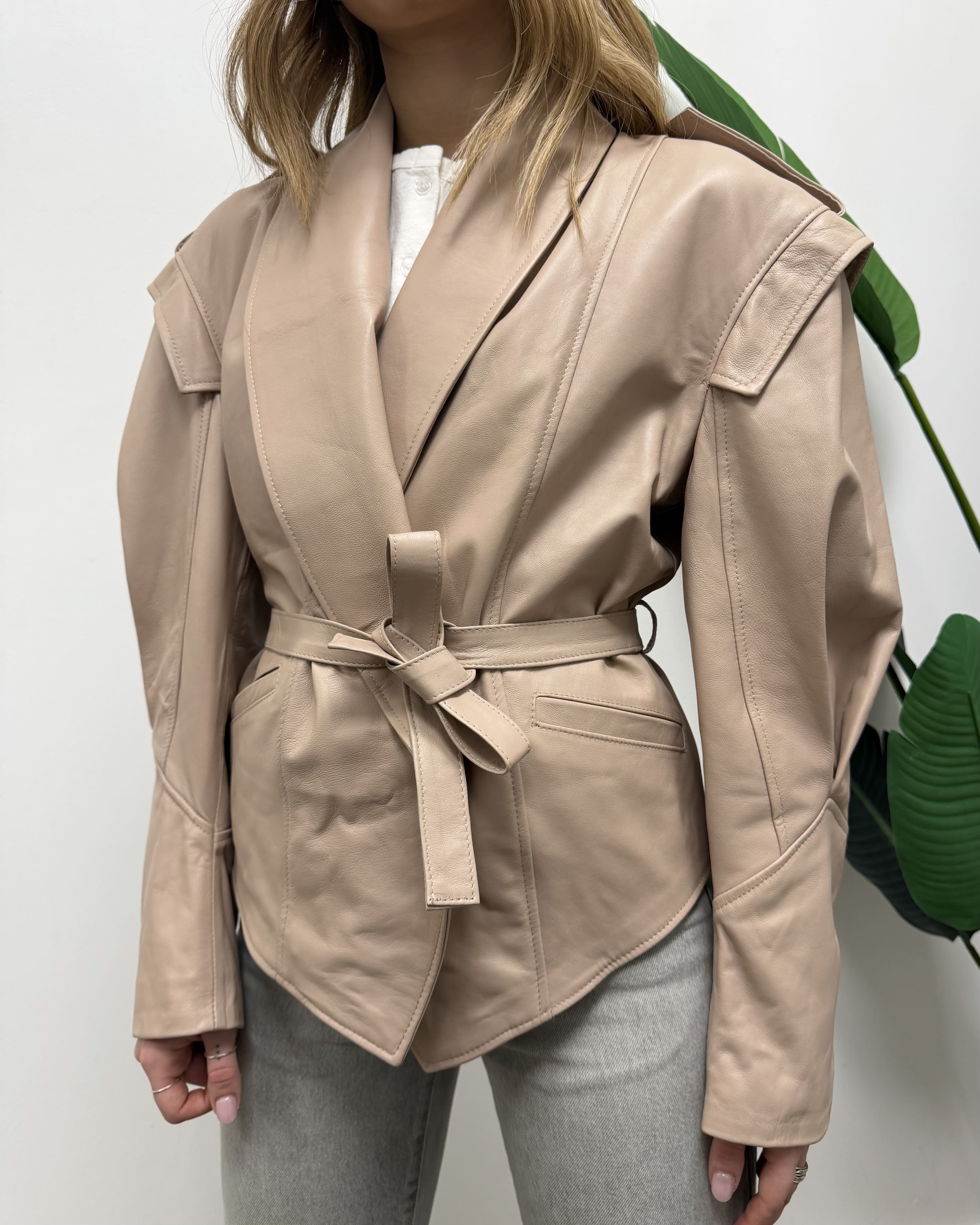 Giacca in vera pelle con fusciacca VICOLO