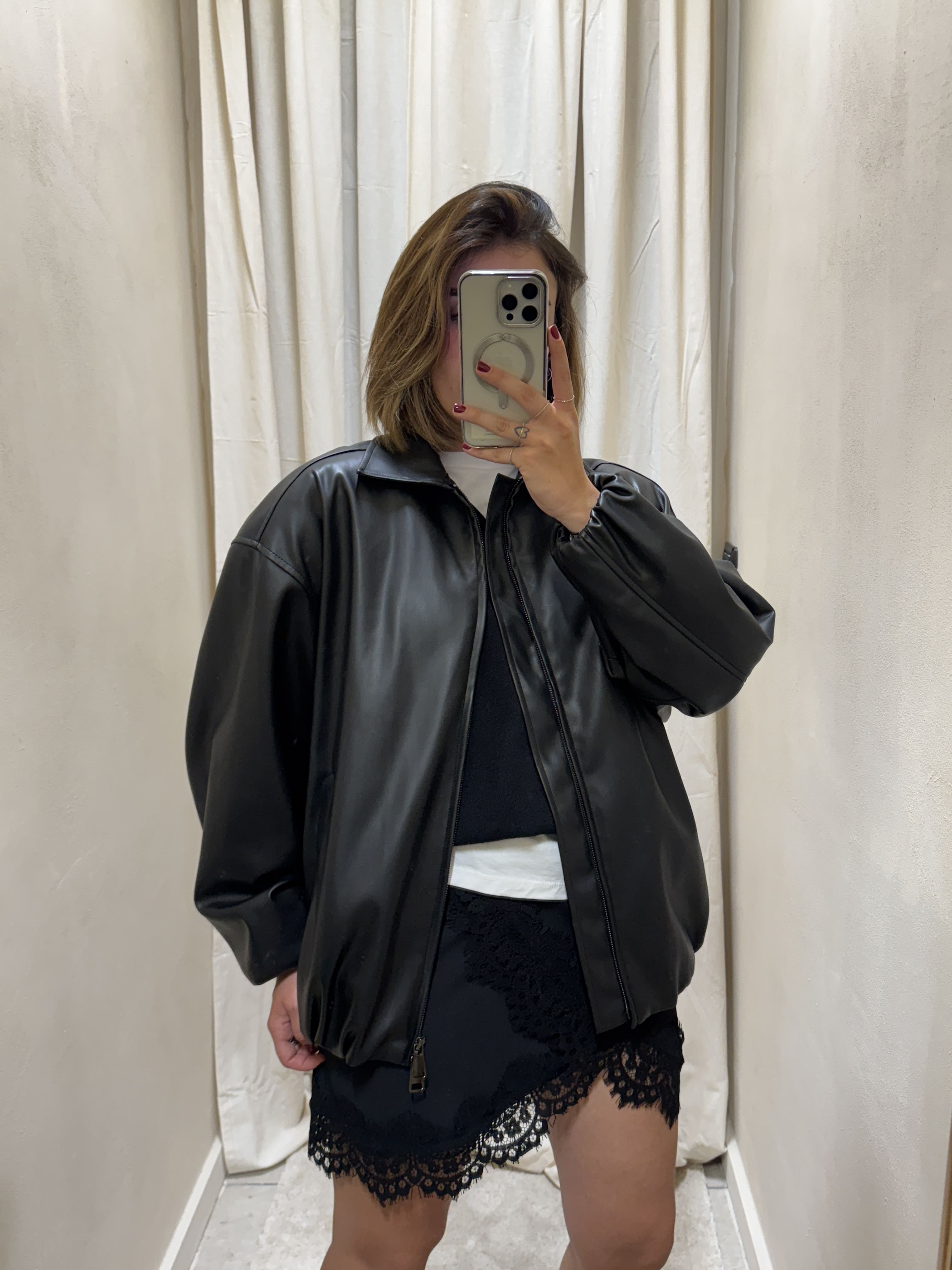 Giacca bomber over in ecopelle Tensione In