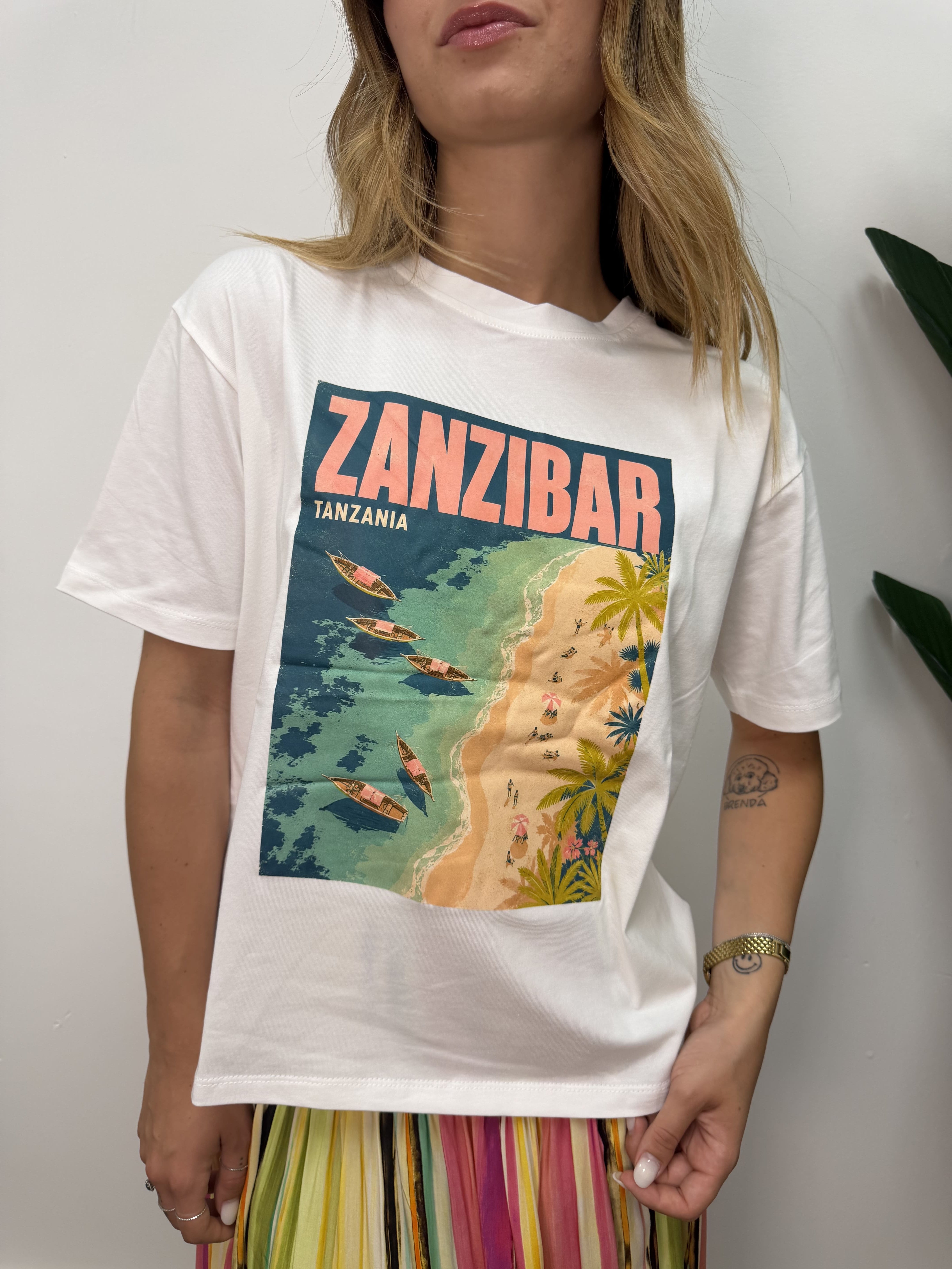 T-shirt over stampa Zanzibar Susy Mix