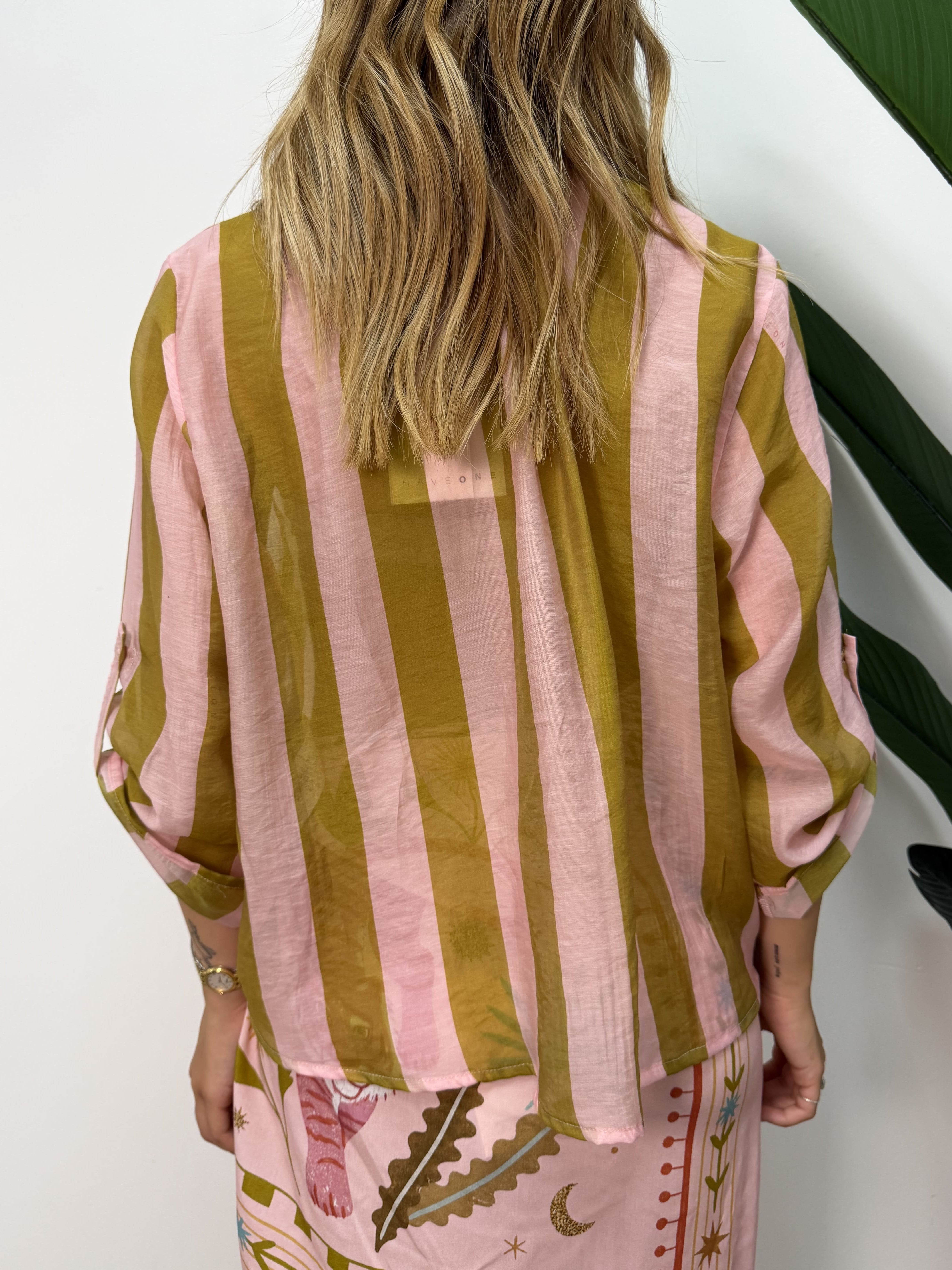 Camicia riga larga in lyocell HaveOne THE ISLAND