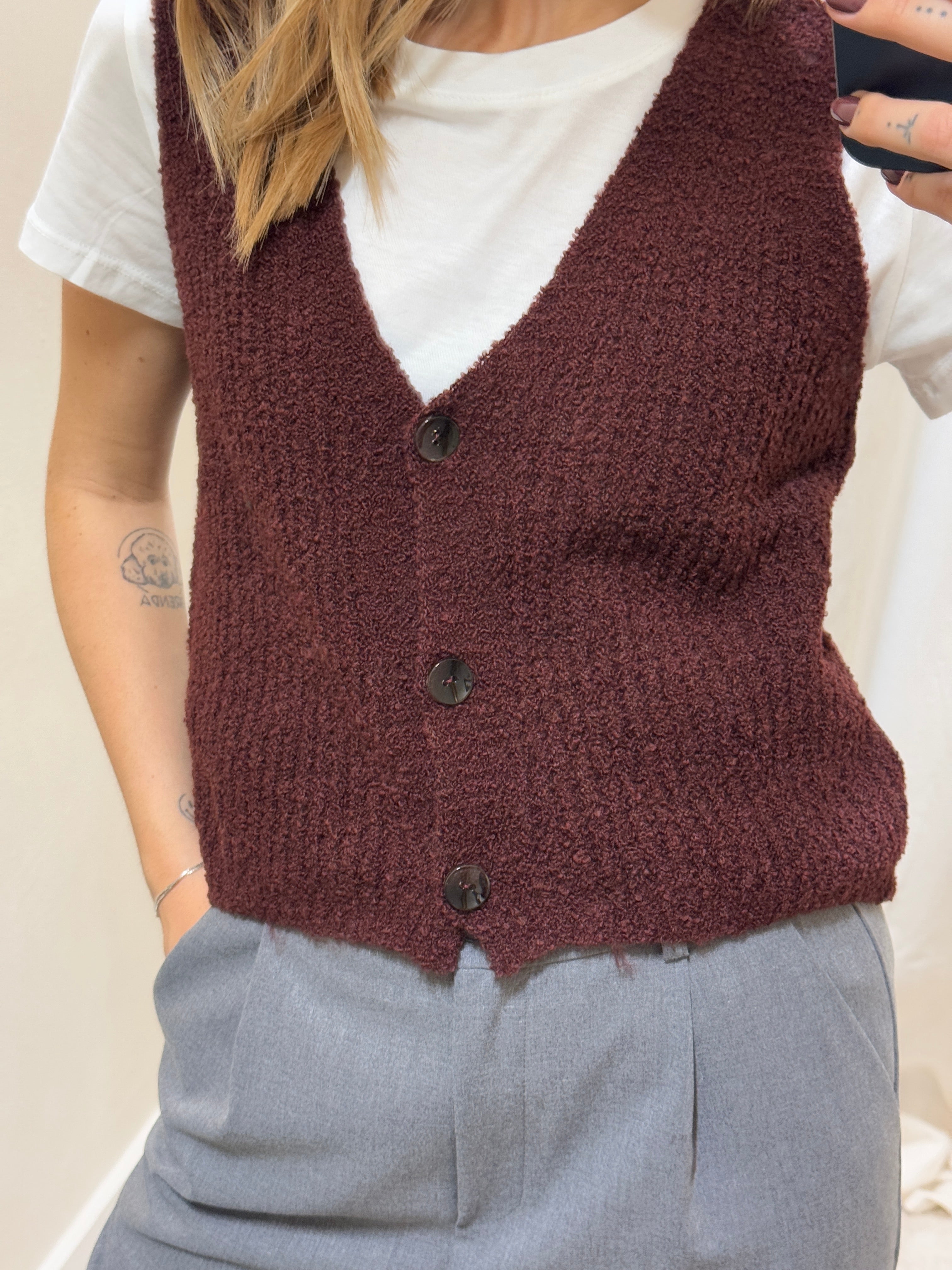 Gilet in maglia bouclé un bottone MyD
