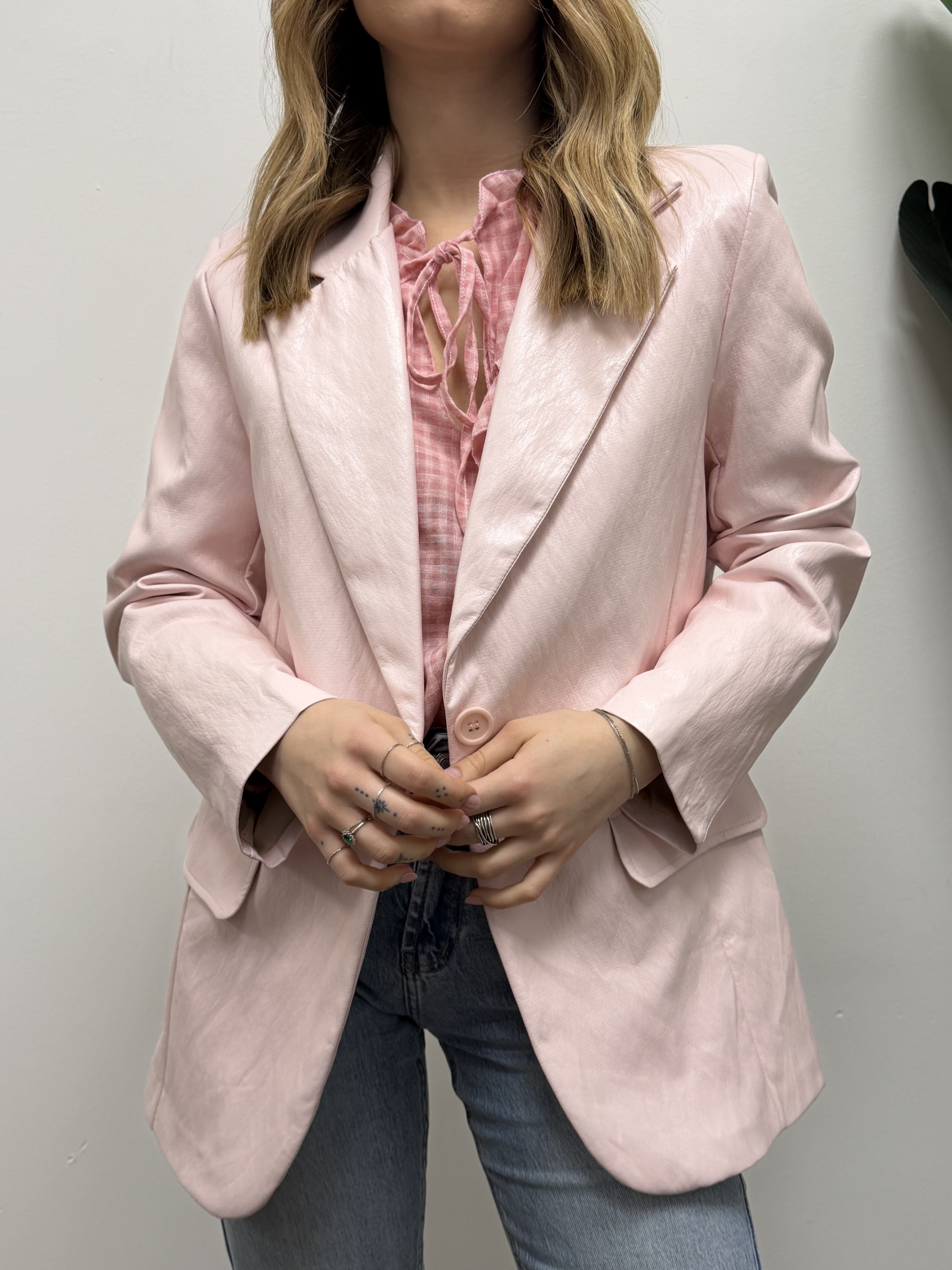 Giacca over monopetto ecopelle MyD