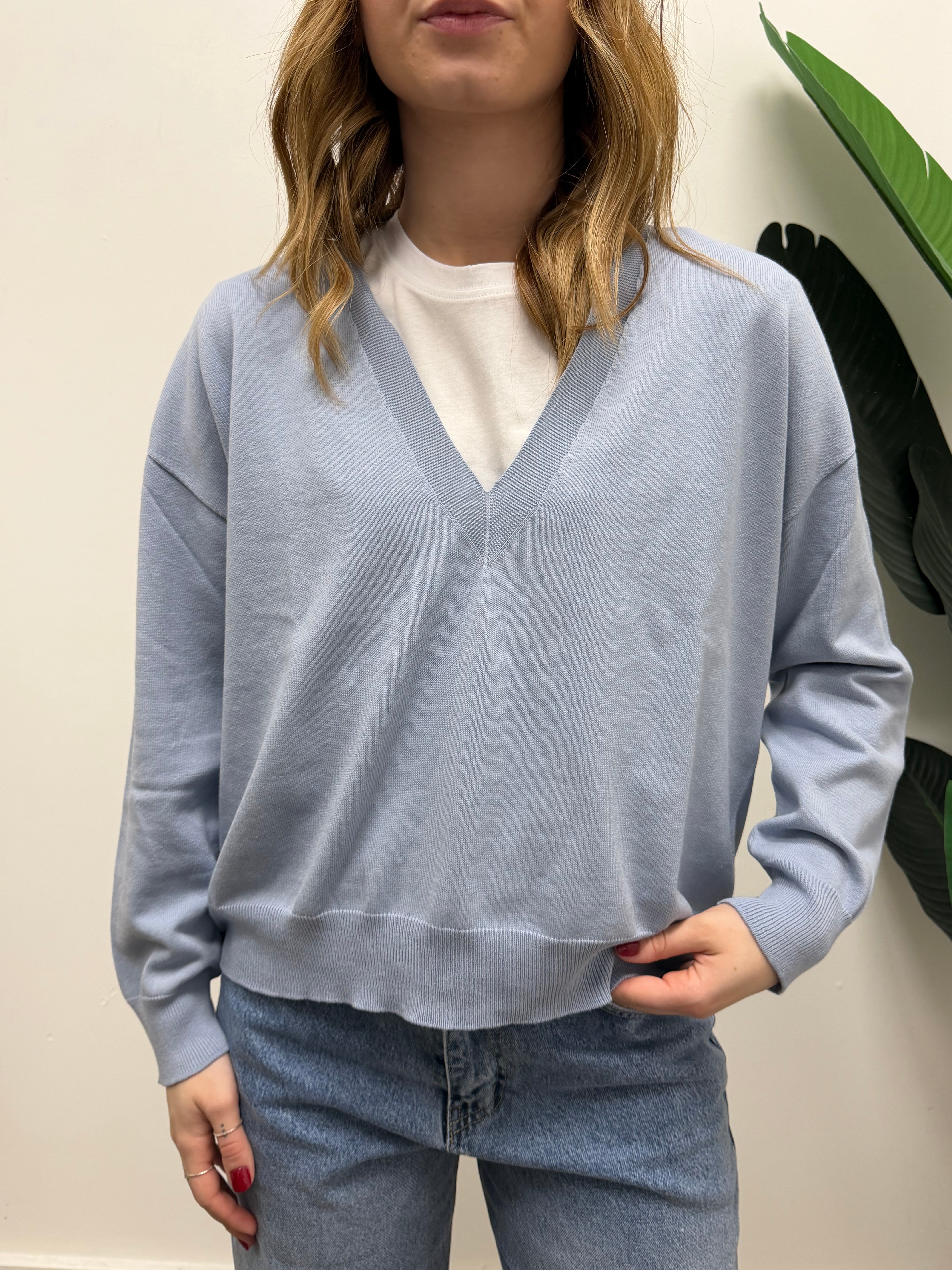 Maglione scollo V in 100% cotone Susy Mix