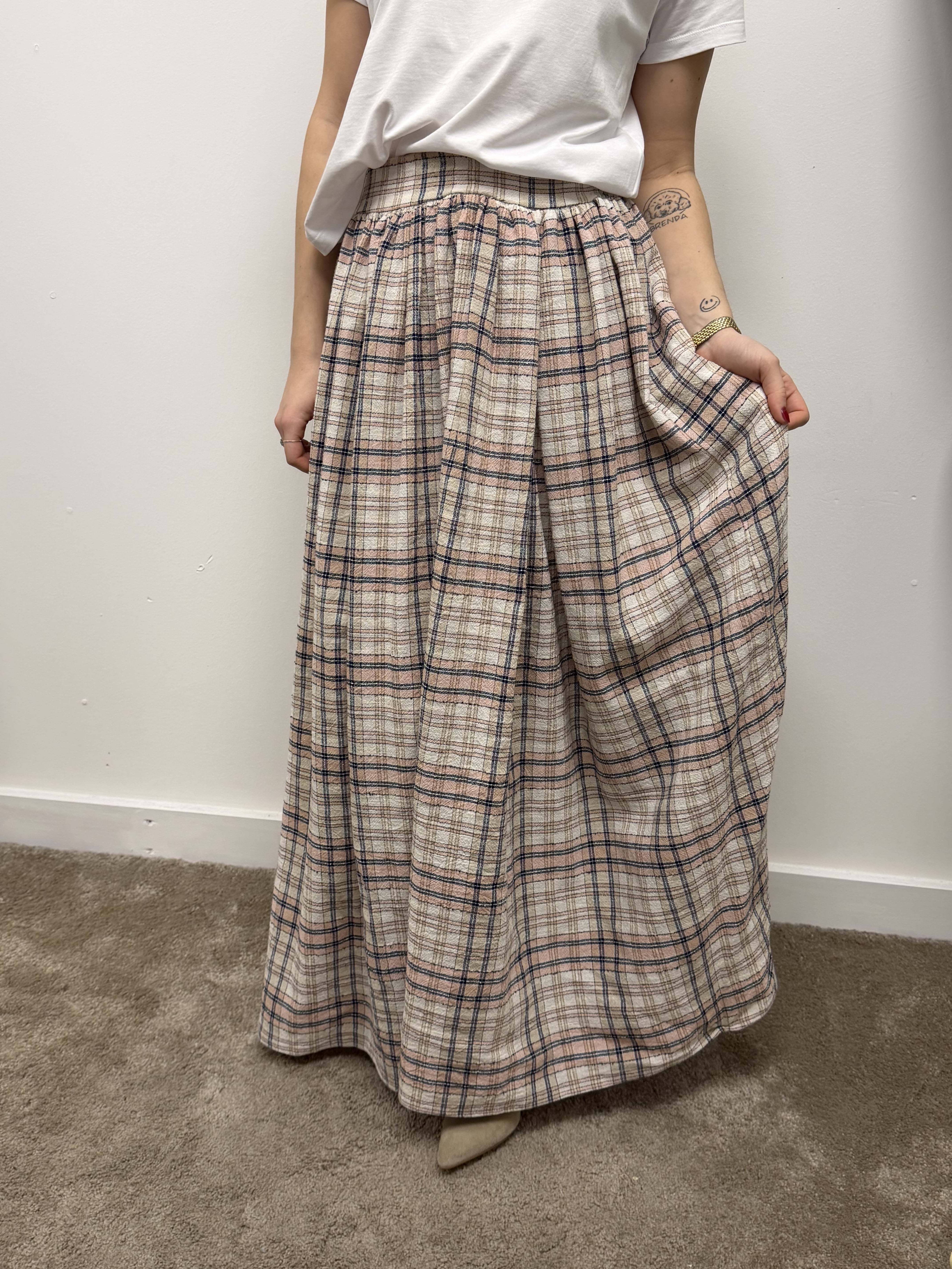 Gonna lunga a quadri in cotone Susy Mix