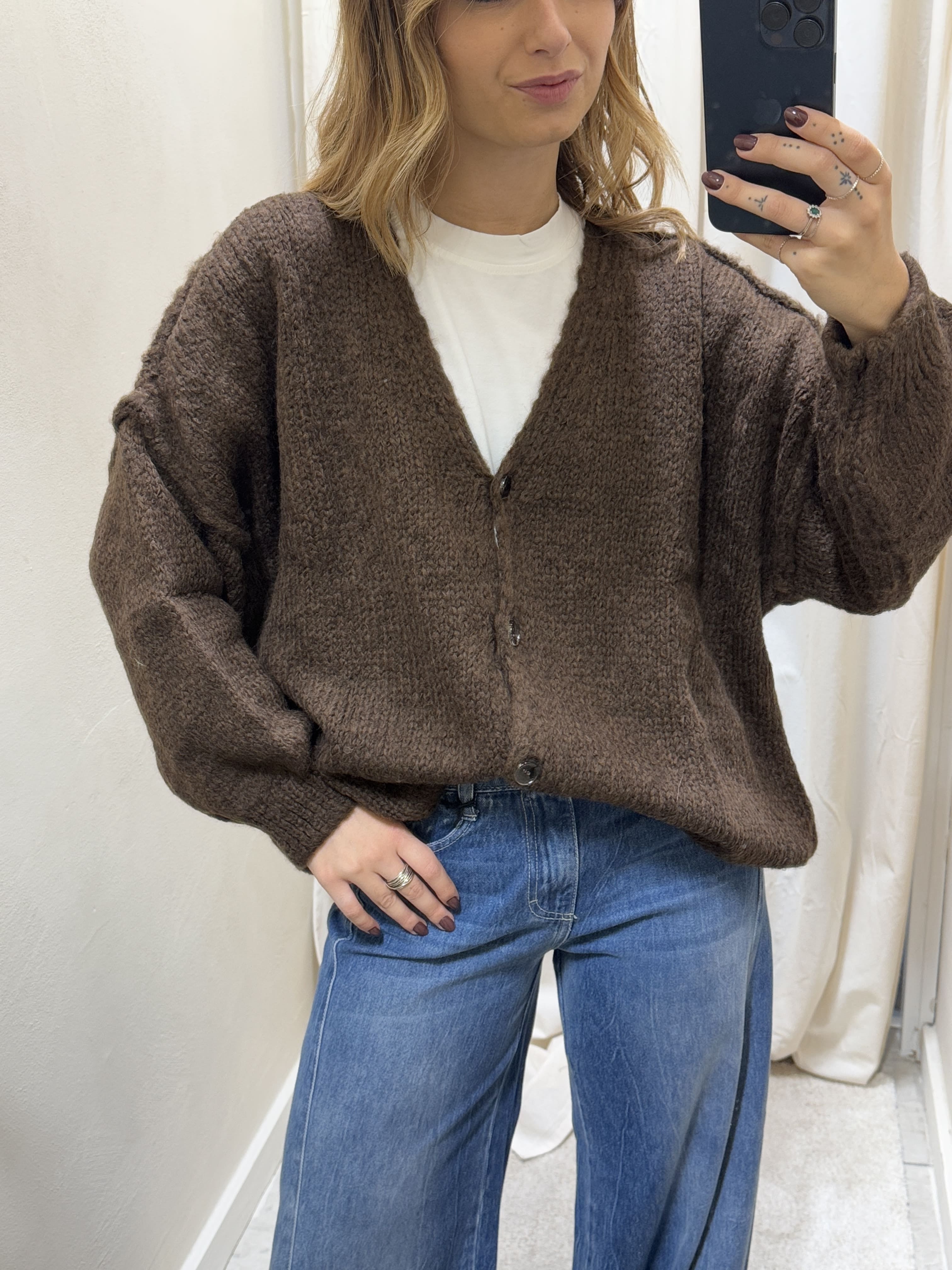 Cardigan over con bottoni misto lana MyD