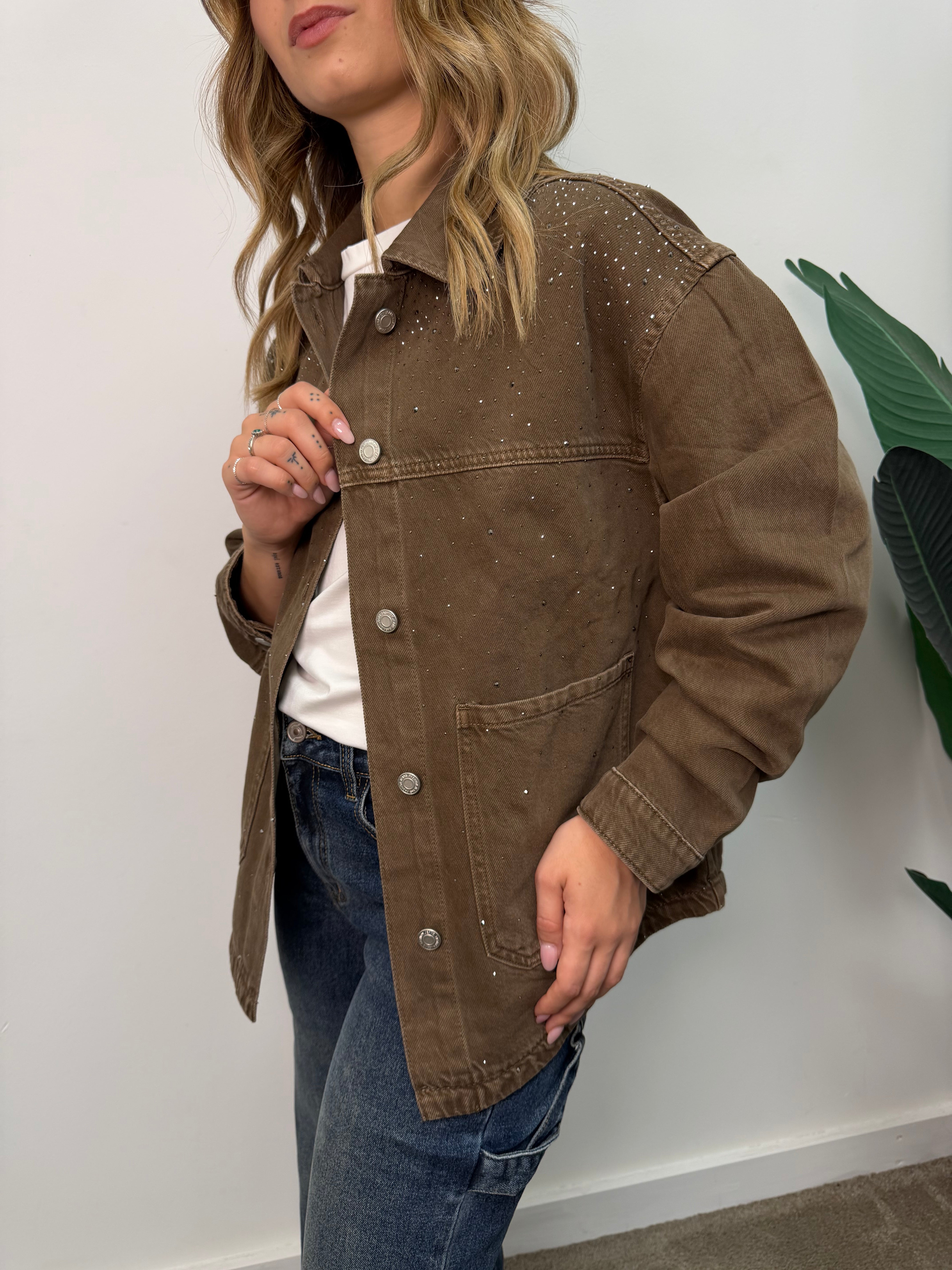 Over shirt in denim con strass MyD
