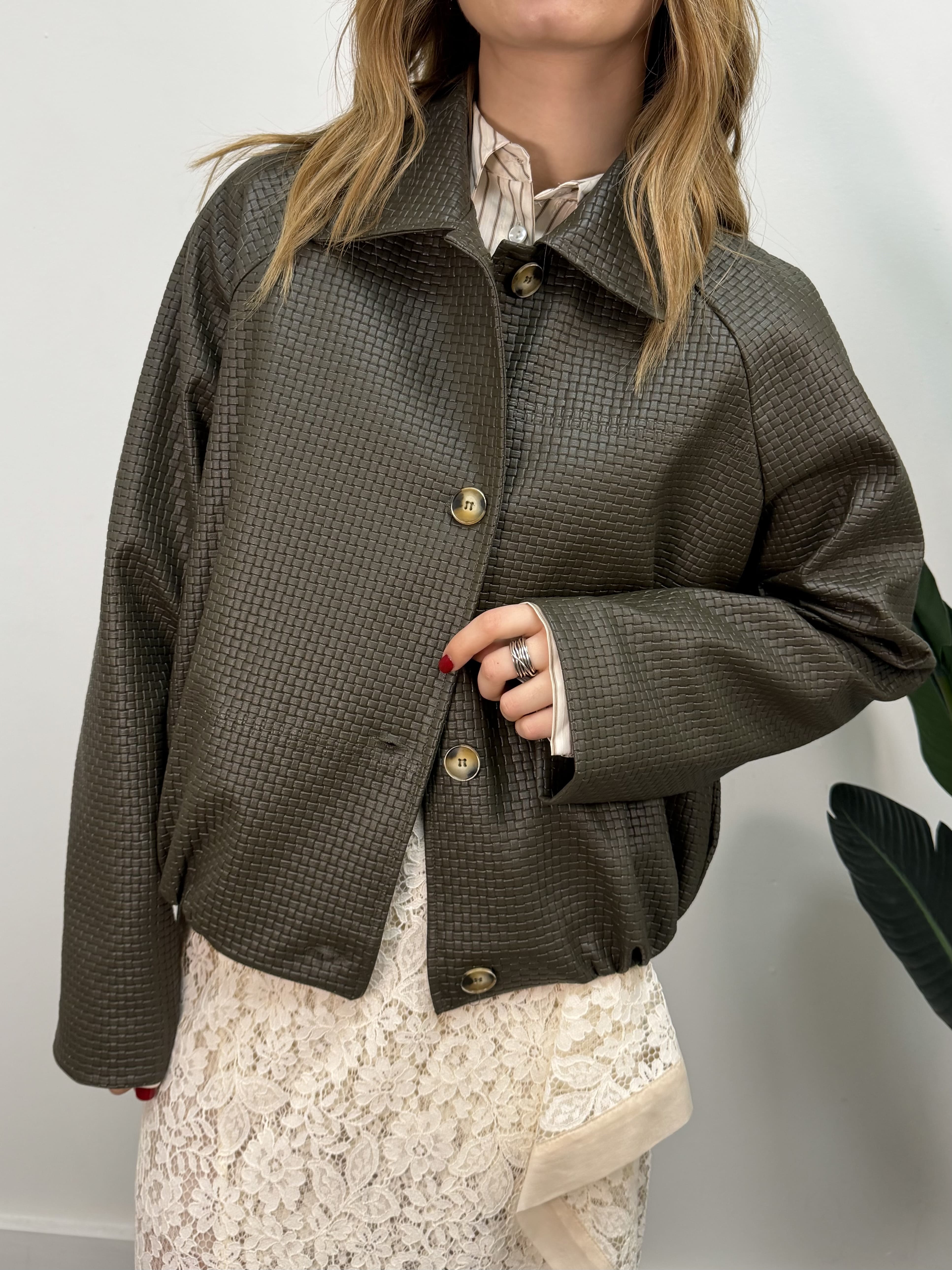 Bomber in ecopelle intrecciata HaveOne