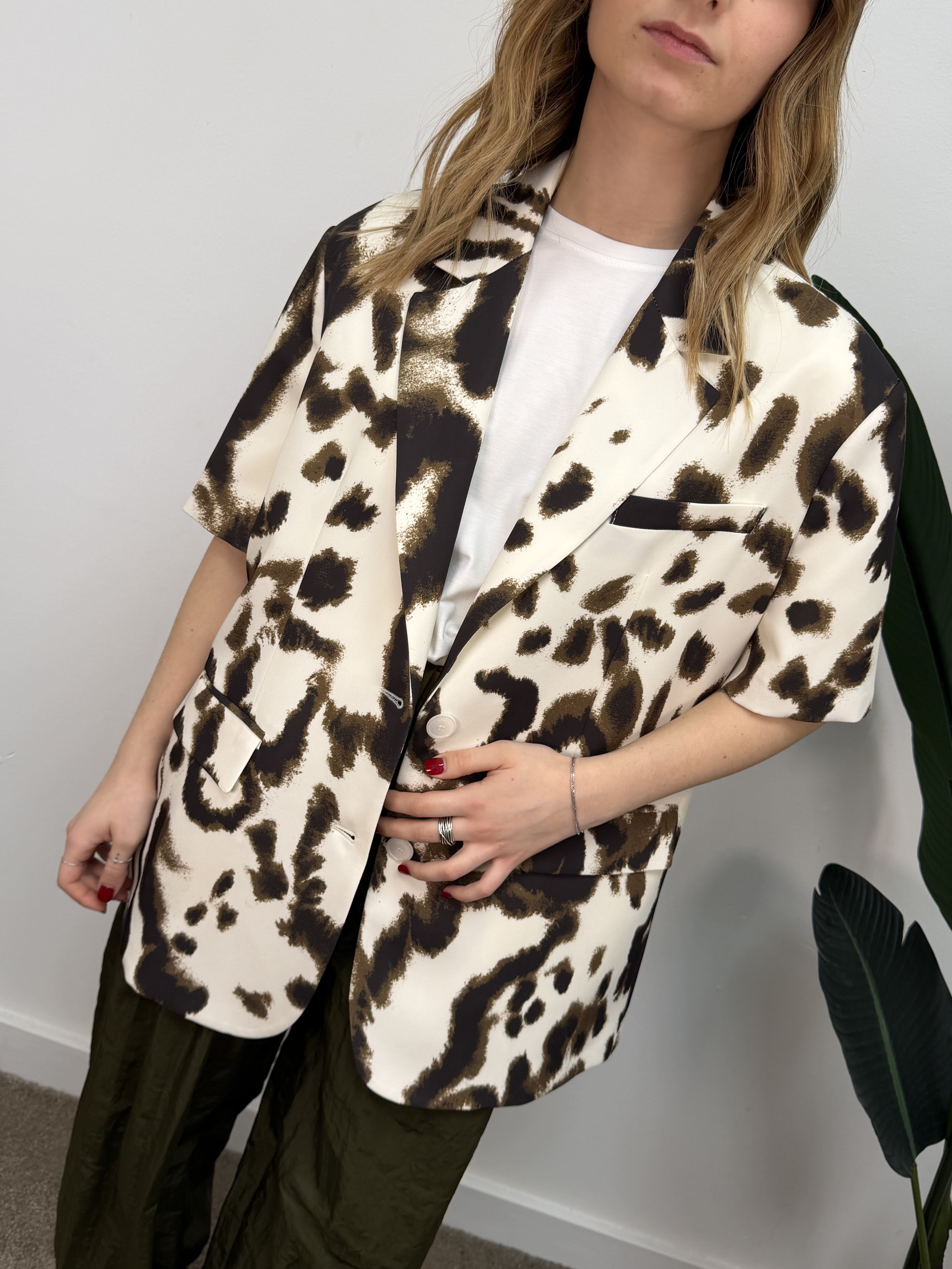 Giacca over mezza manica stampa animalier Imperial