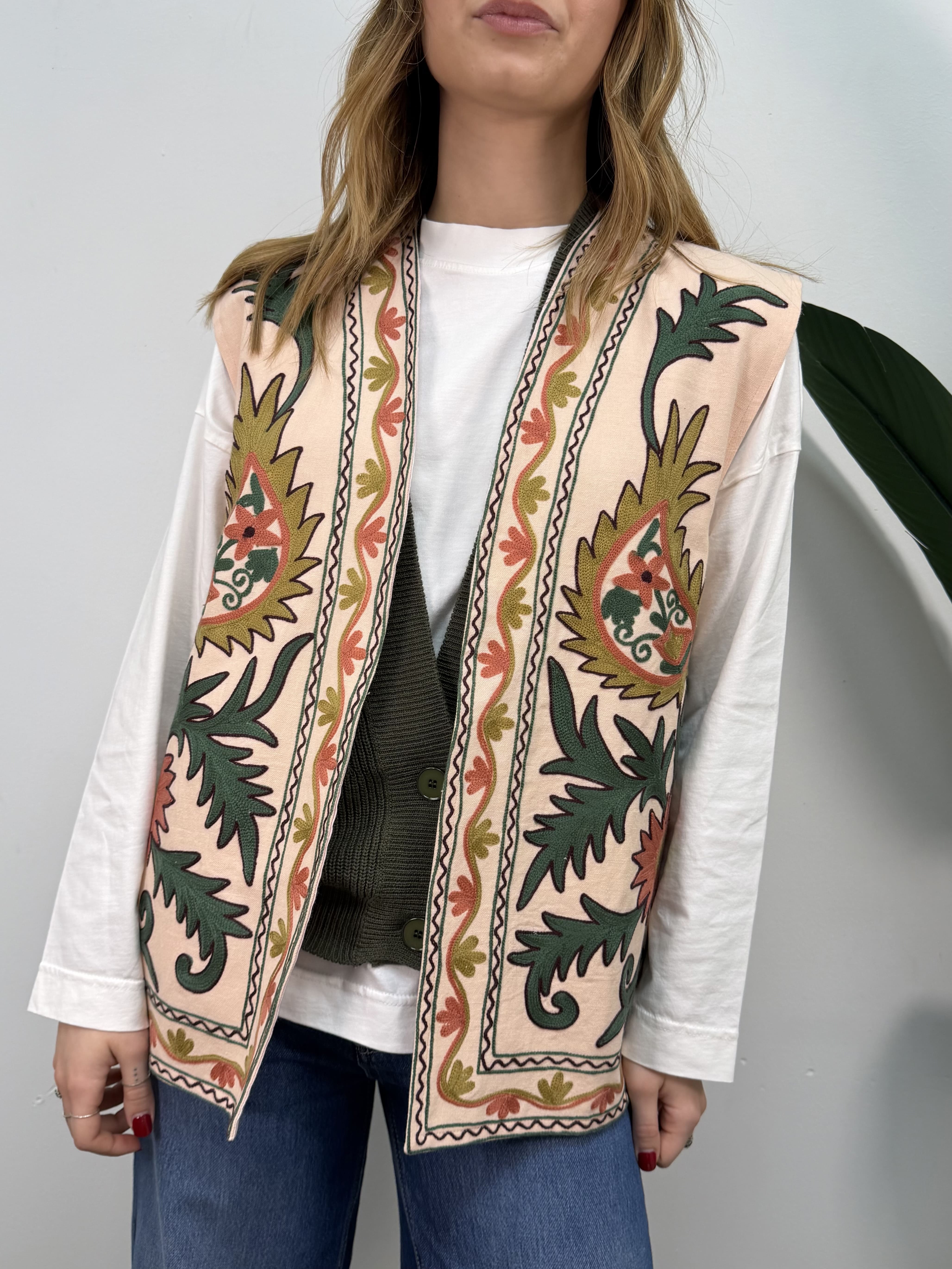 Gilet in cotone con ricami Dixie