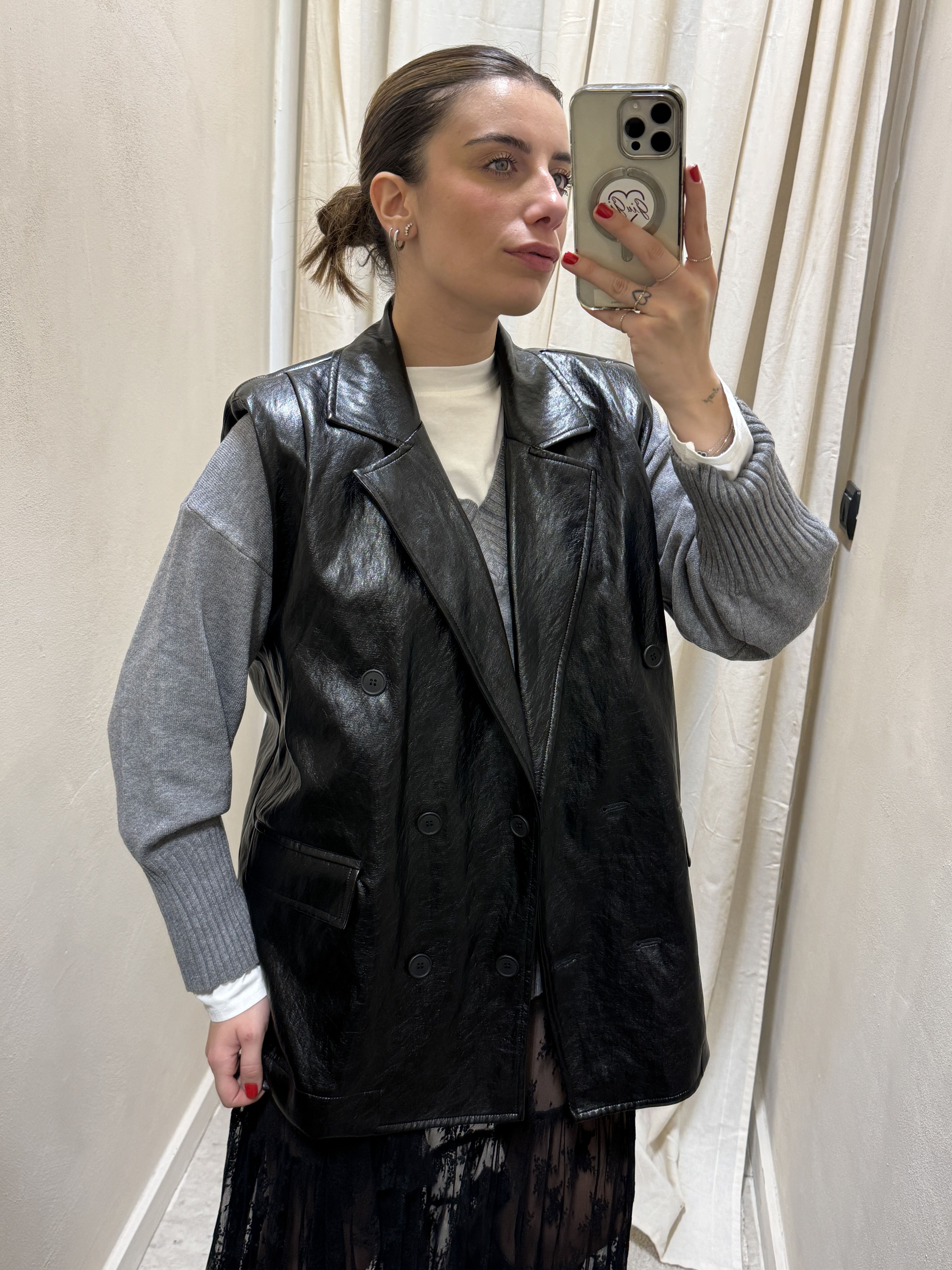 Gilet doppiopetto in ecopelle effetto vinile Susy Mix