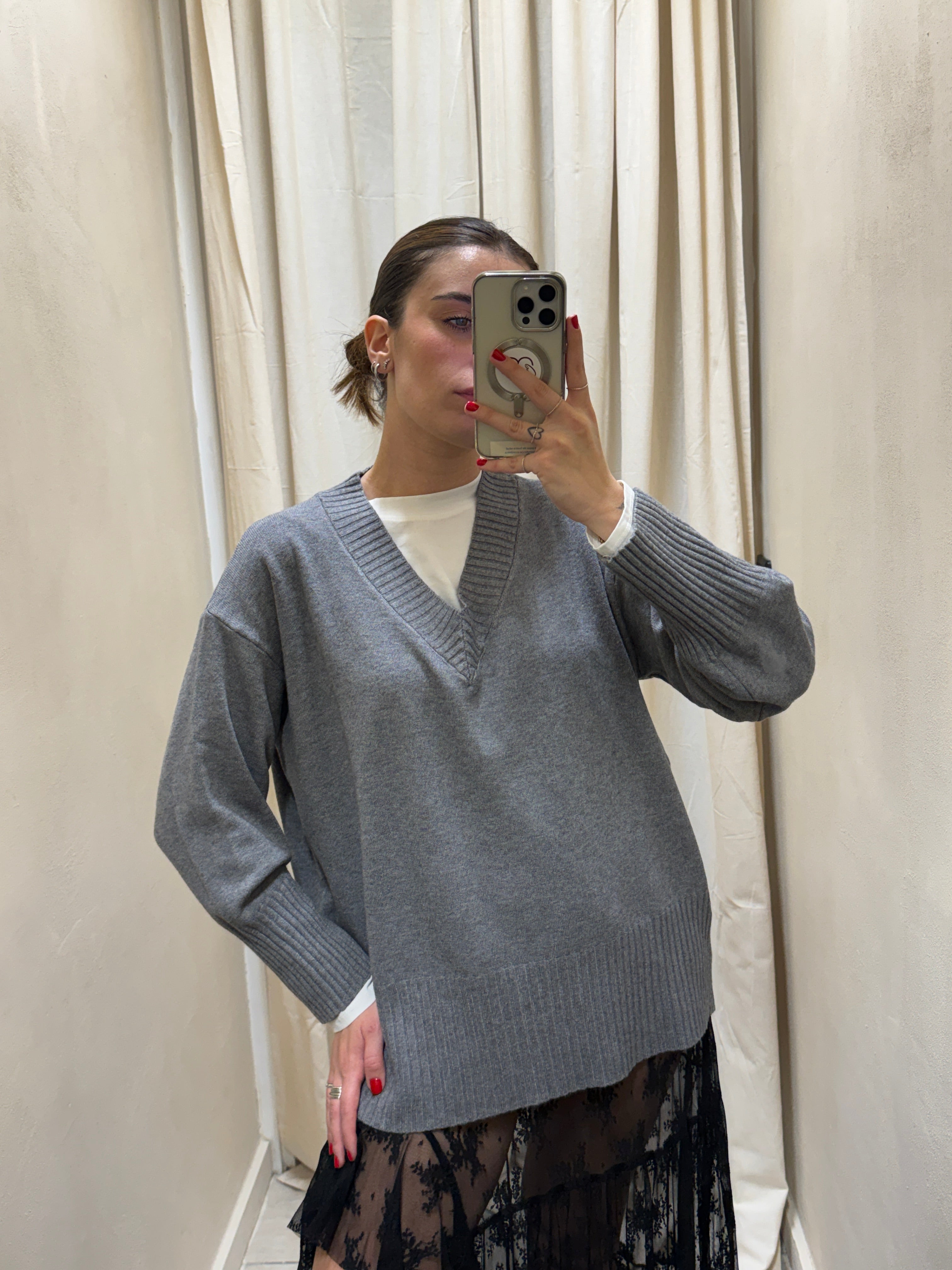 Maglione basic in viscosa scollo V Susy Mix
