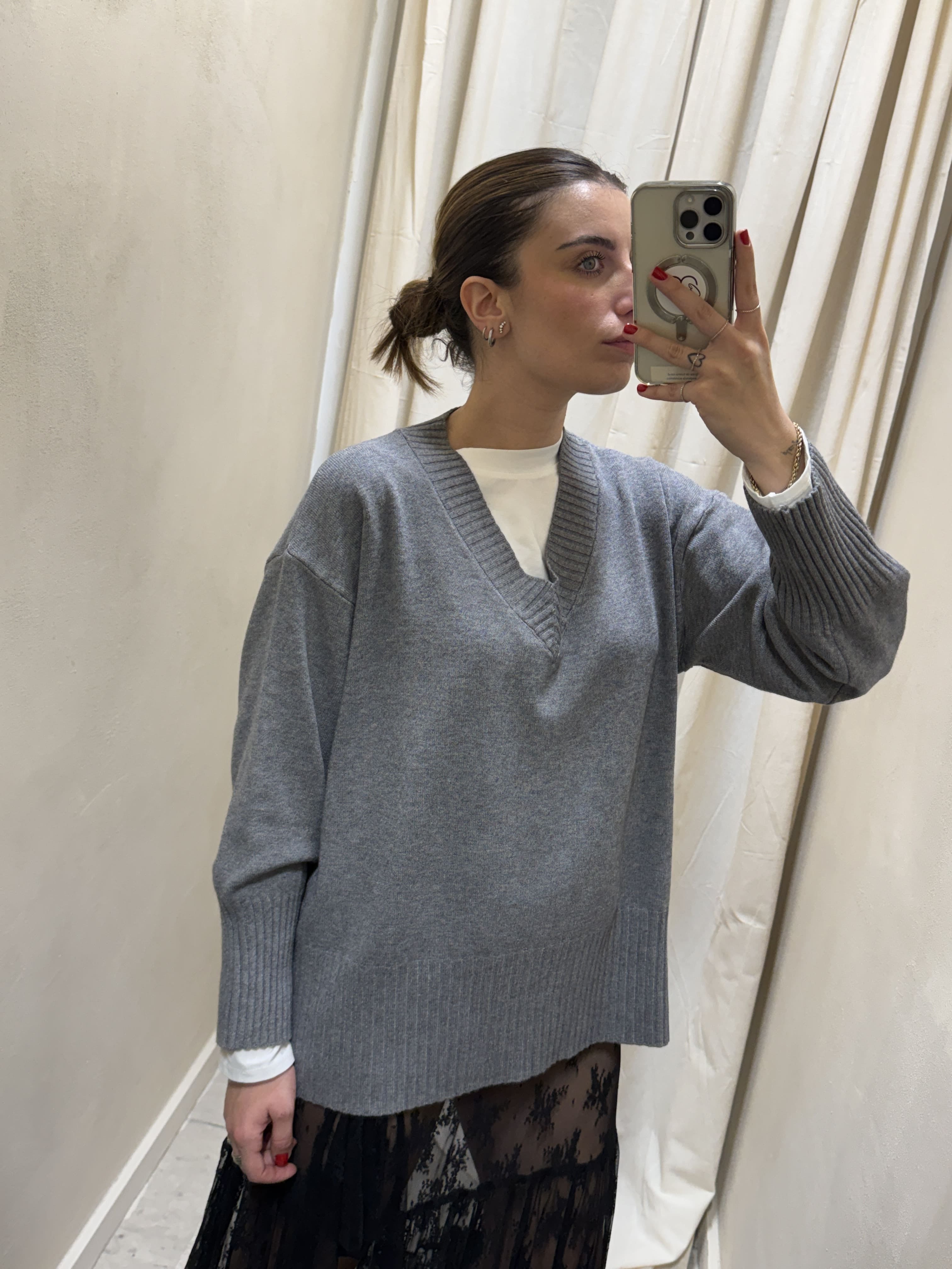 Maglione basic in viscosa scollo V Susy Mix