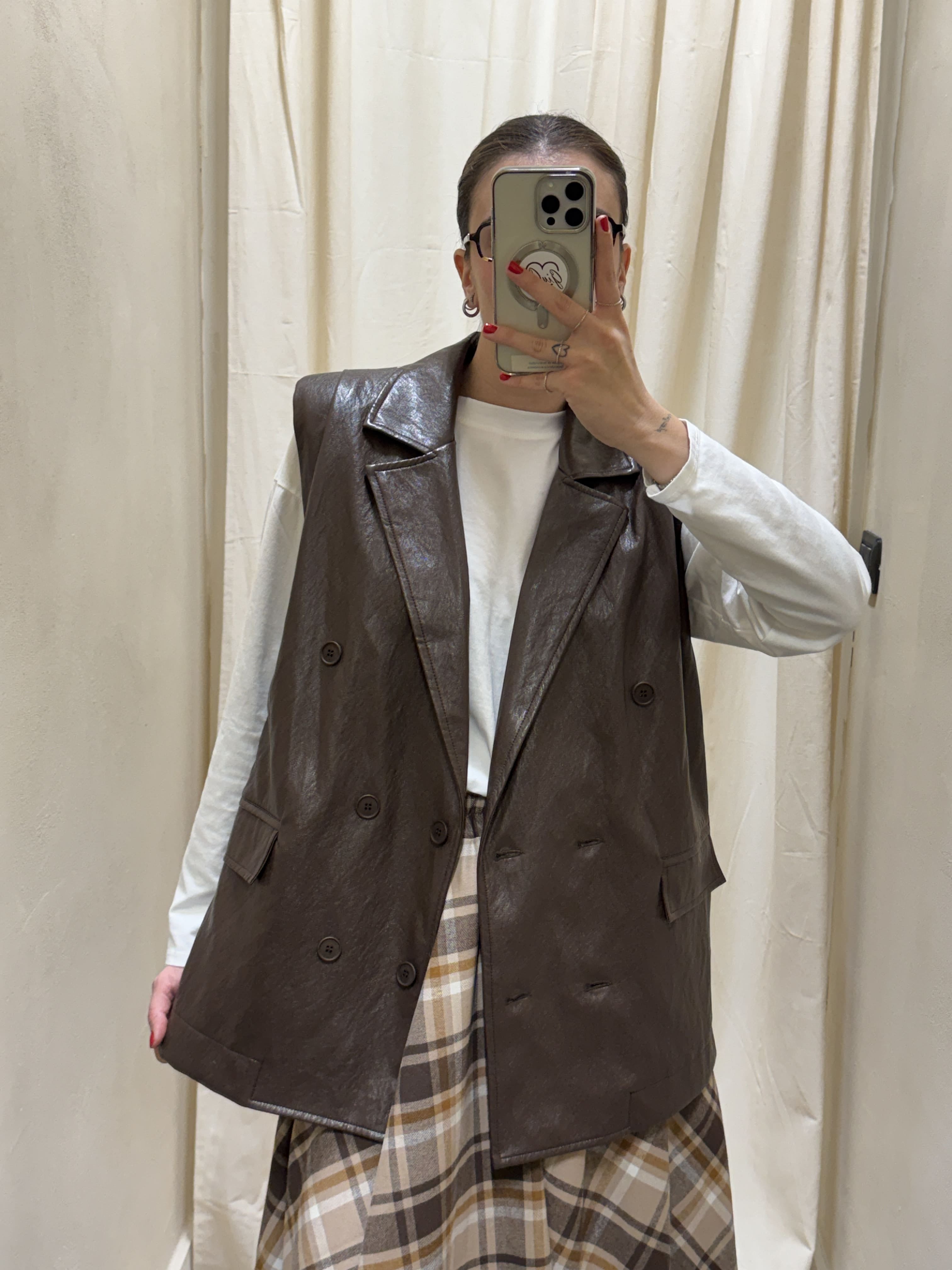 Gilet doppiopetto in ecopelle effetto vinile Susy Mix