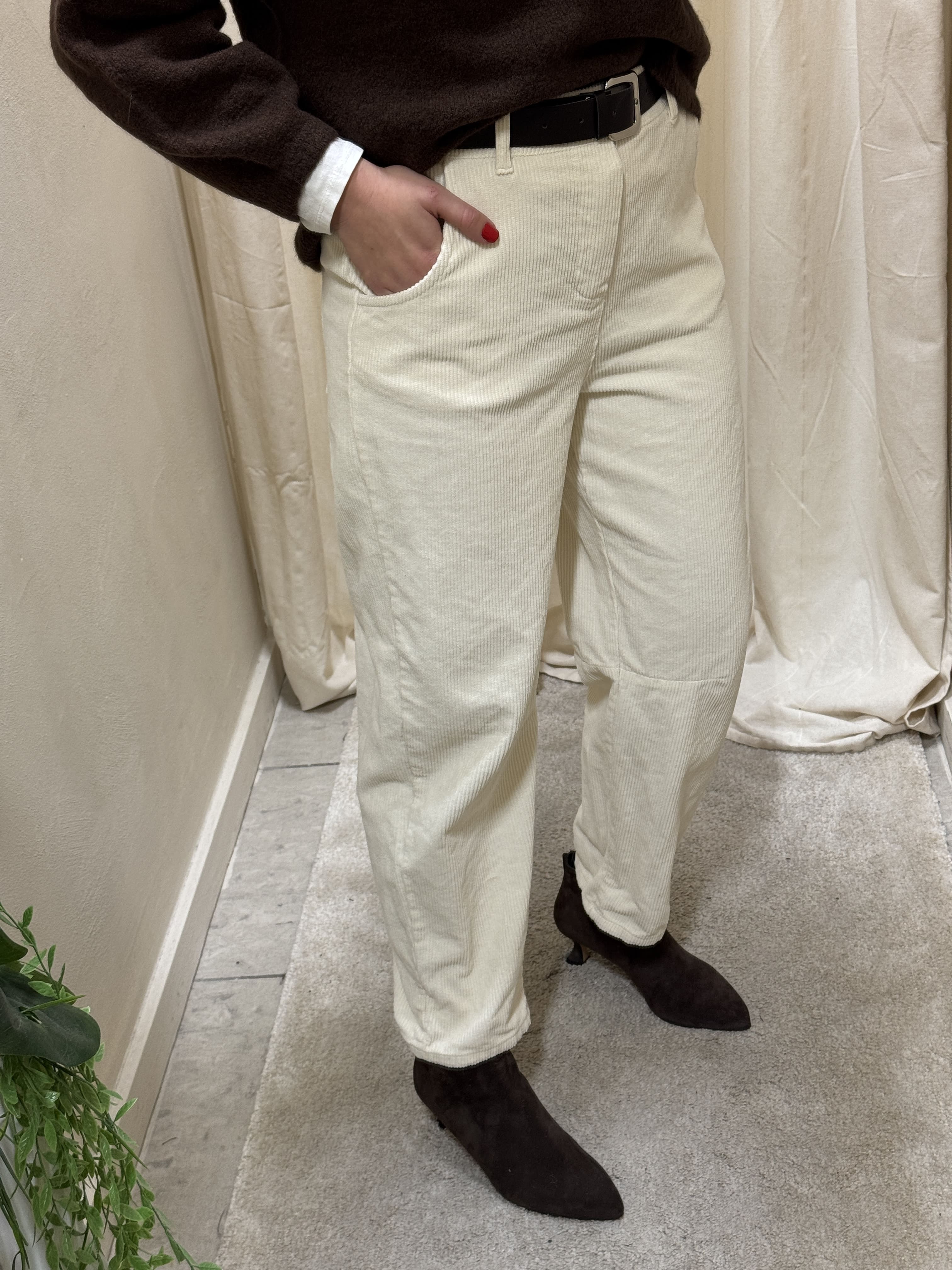 Pantalone sigaretta a costa di velluto HaveOne