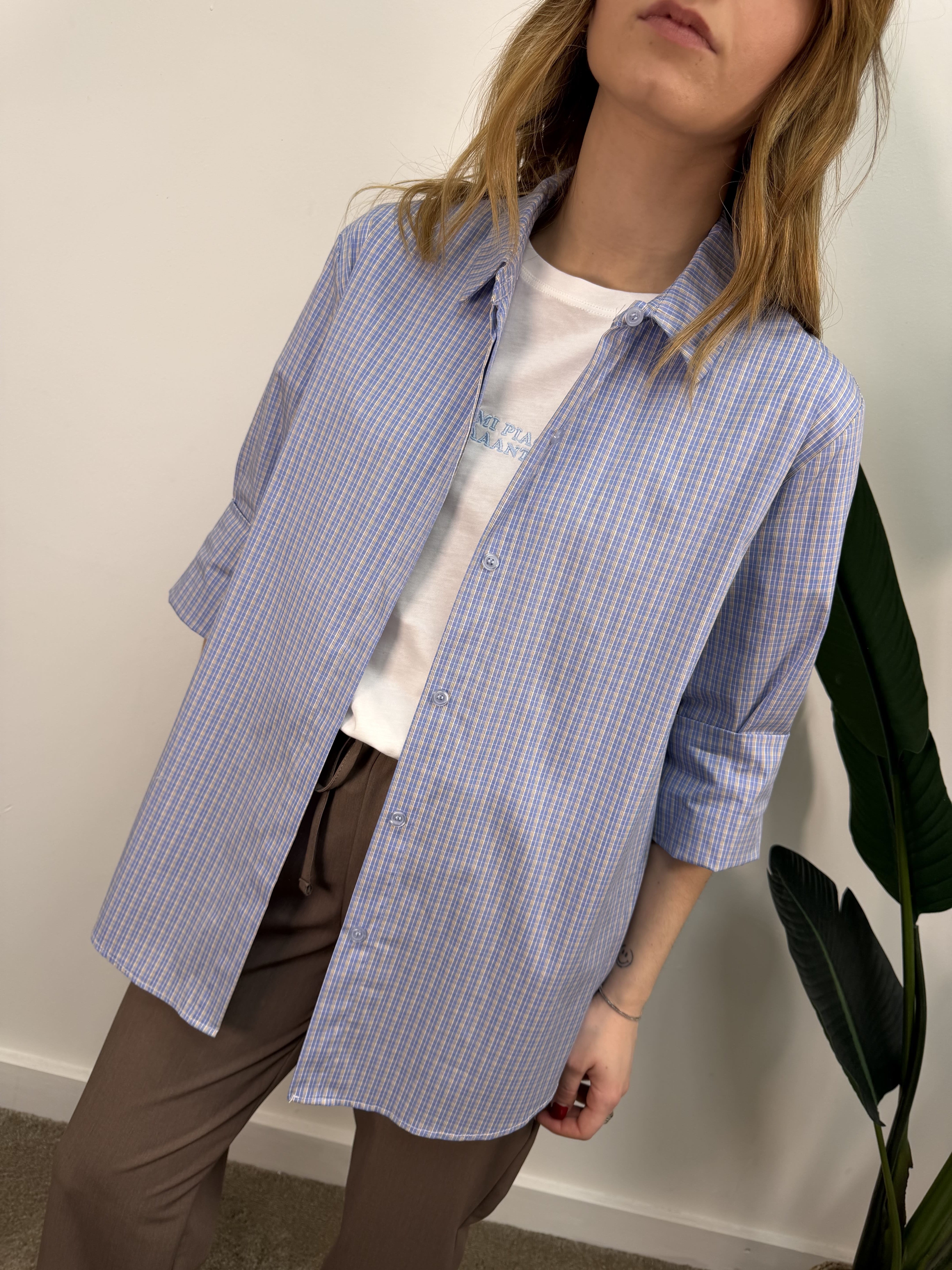 Camicia over in cotone stampa quadro MYD