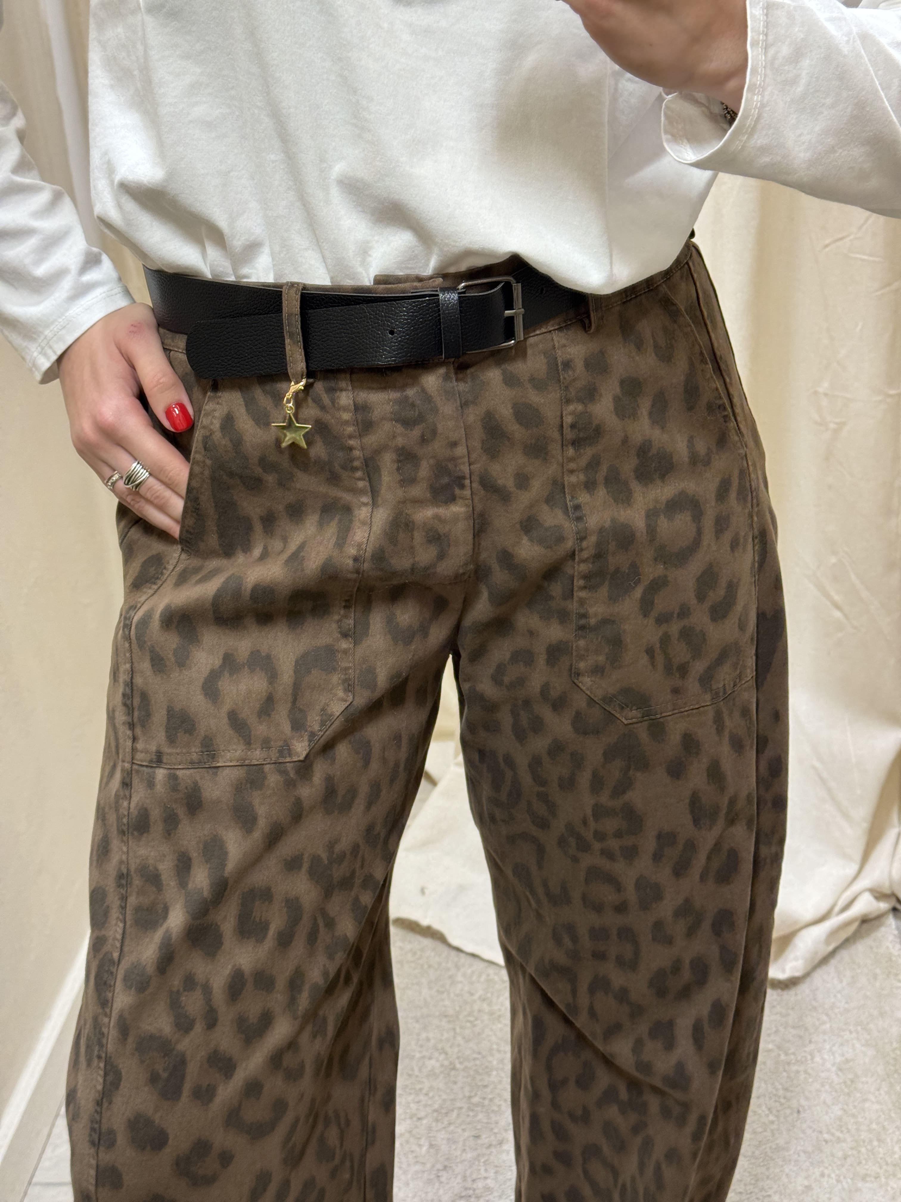 Pantalone balloon mod. stellina stampa animalier Susy Mix