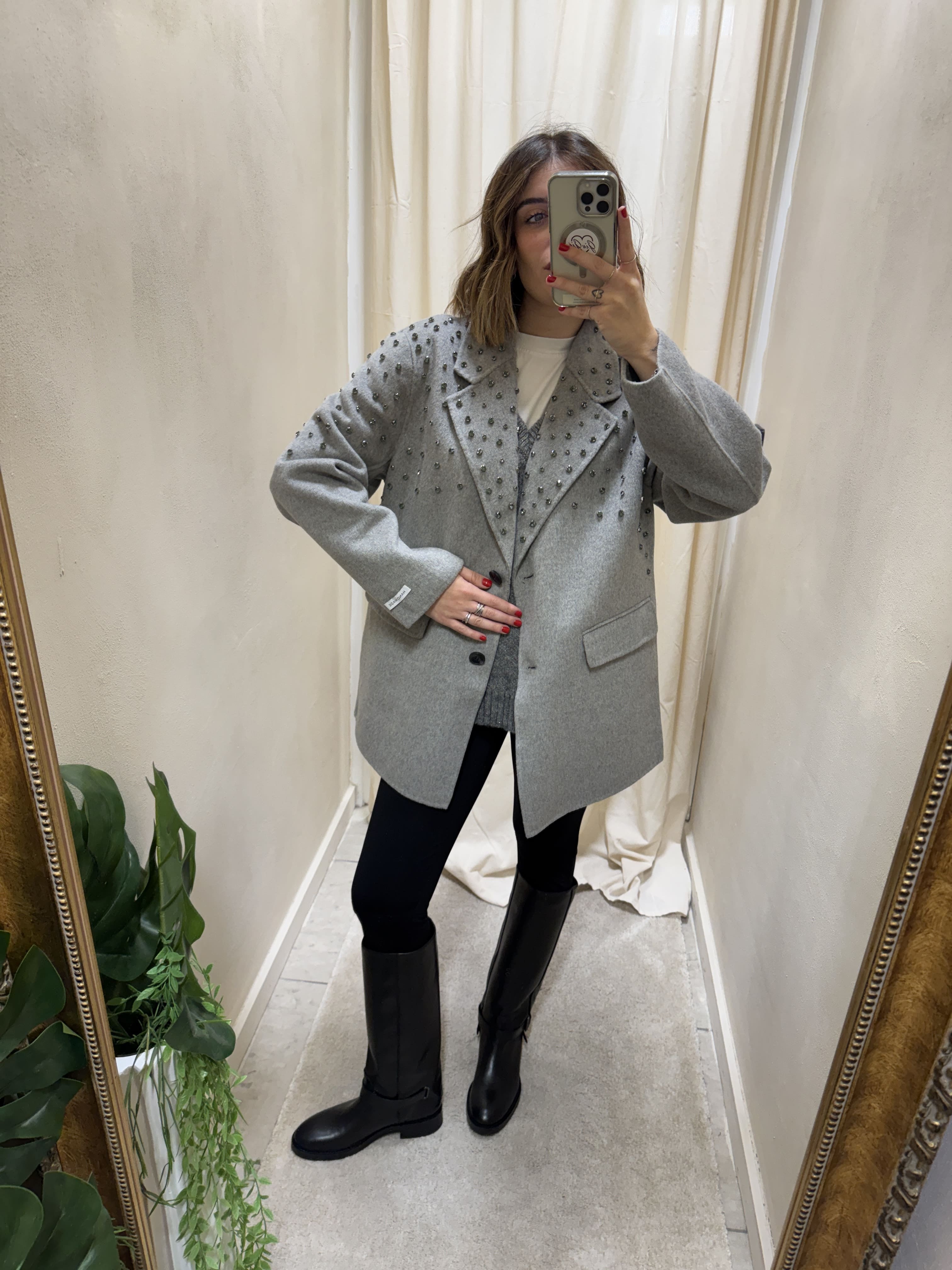 Cappotto corto monopetto con strass HaveOne