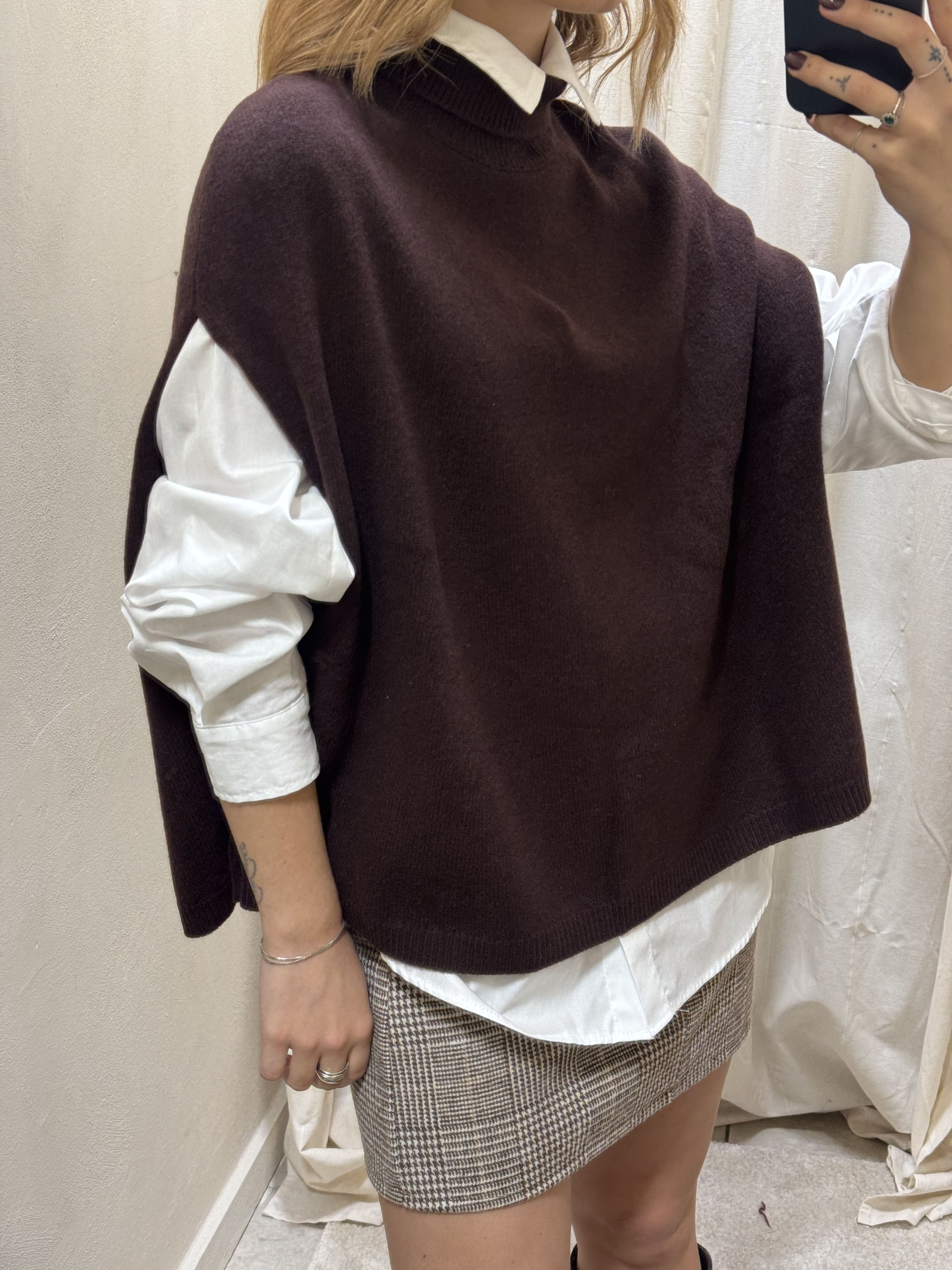 Gilet sacchetto a collo alto 100% lana Dixie