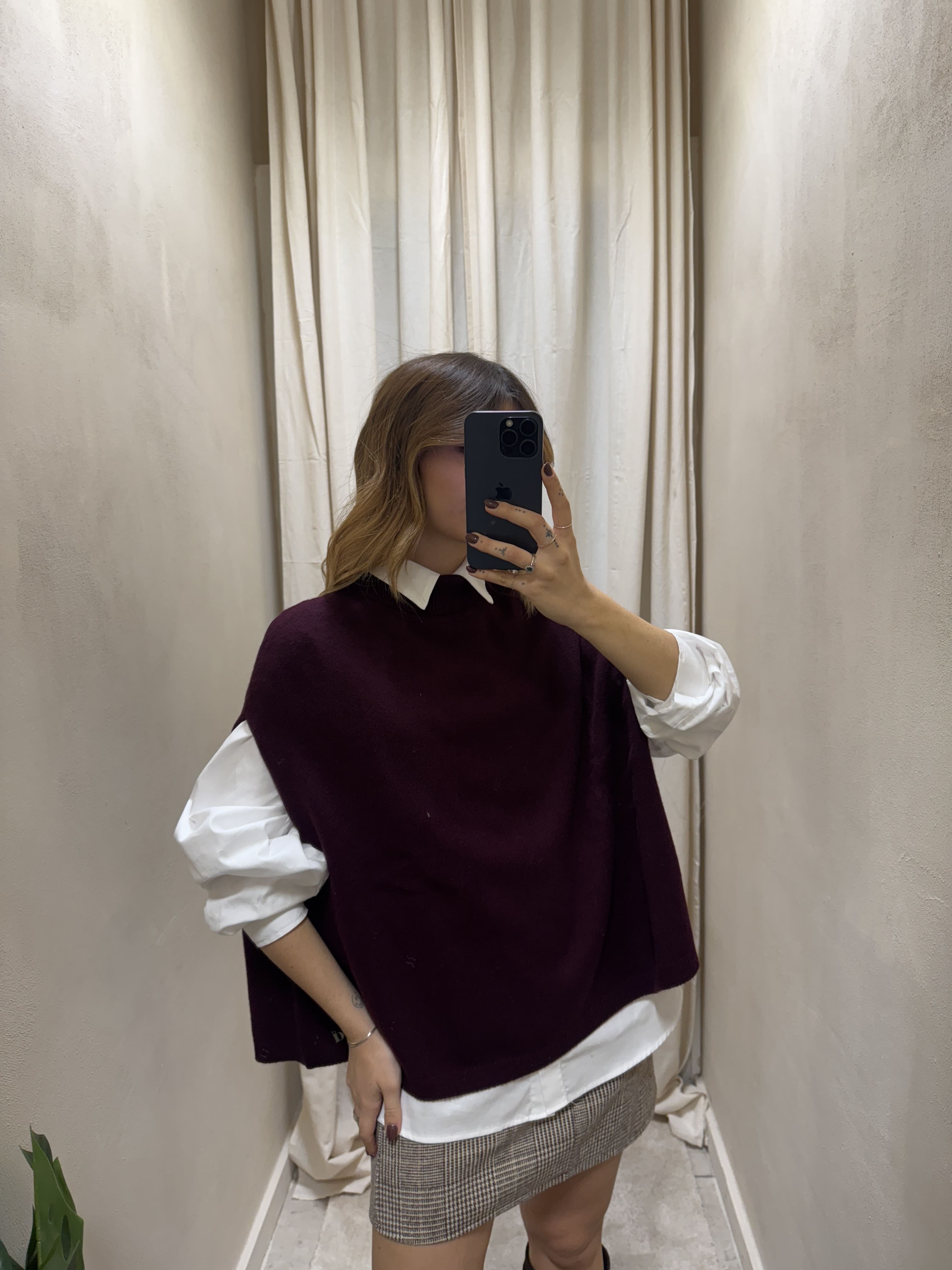 Gilet sacchetto a collo alto 100% lana Dixie