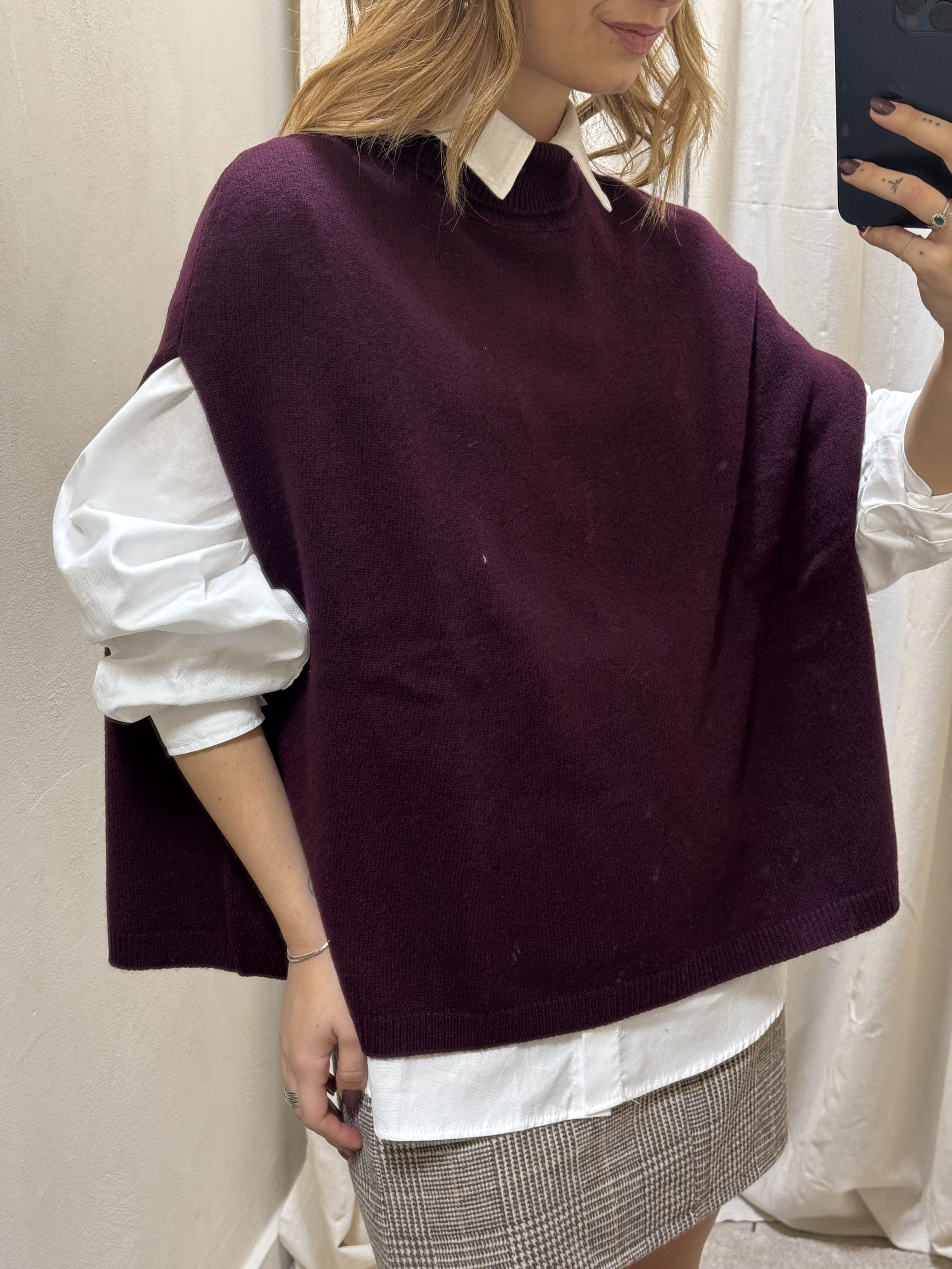 Gilet sacchetto a collo alto 100% lana Dixie