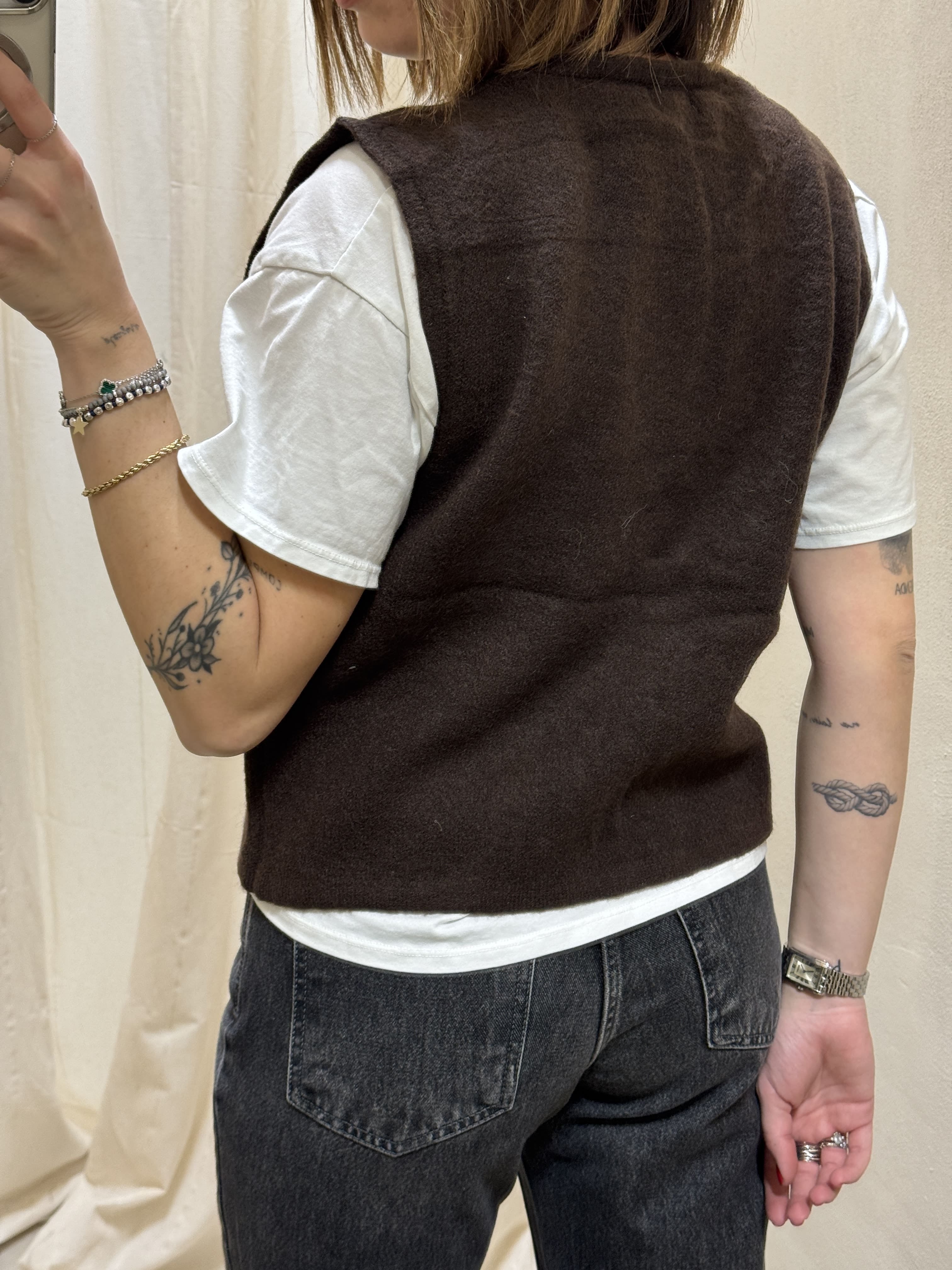Gilet ricamato in maglia di viscosa Susy Mix