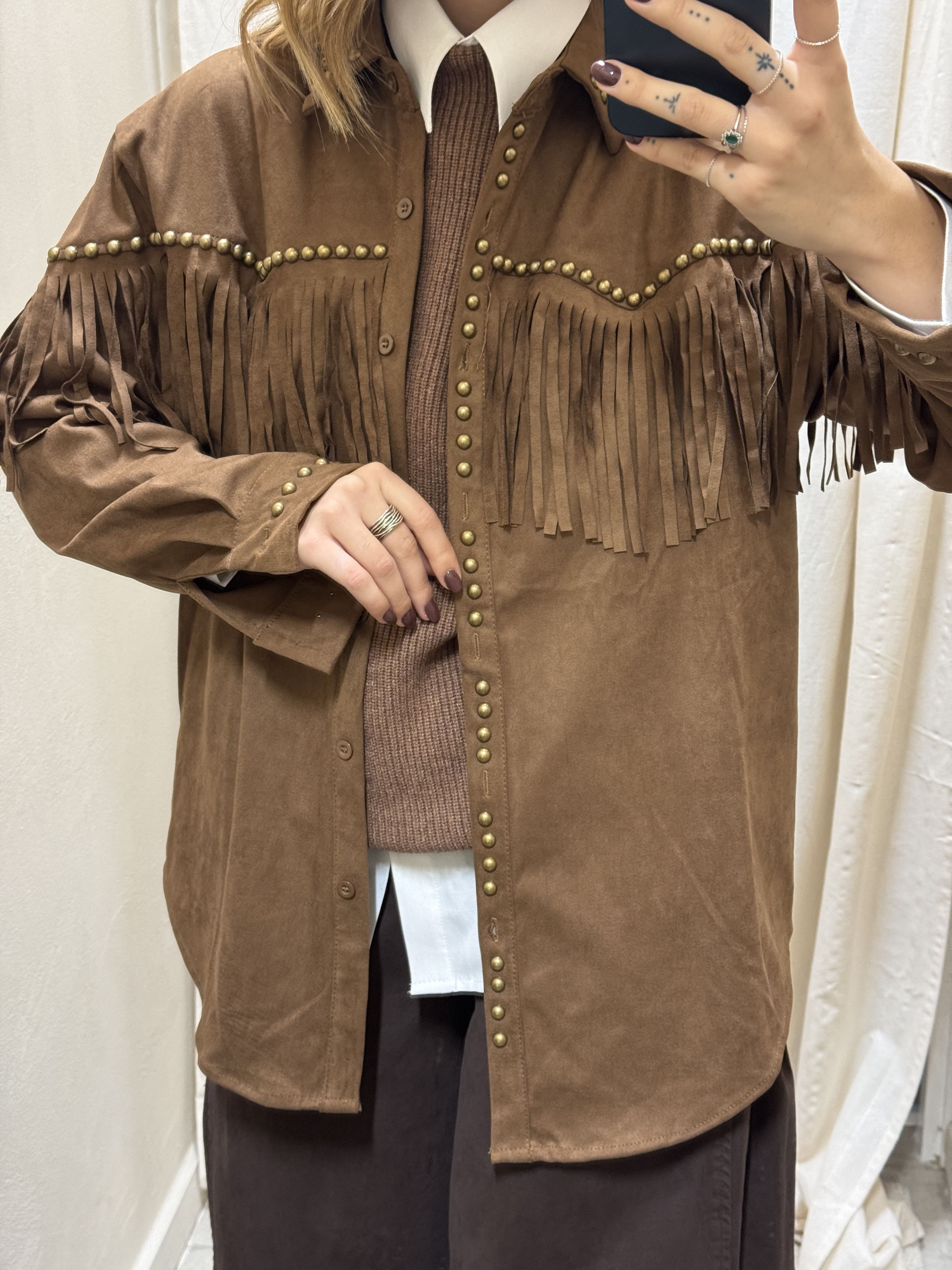 Giacca camicia con frange e borchie Susy Mix