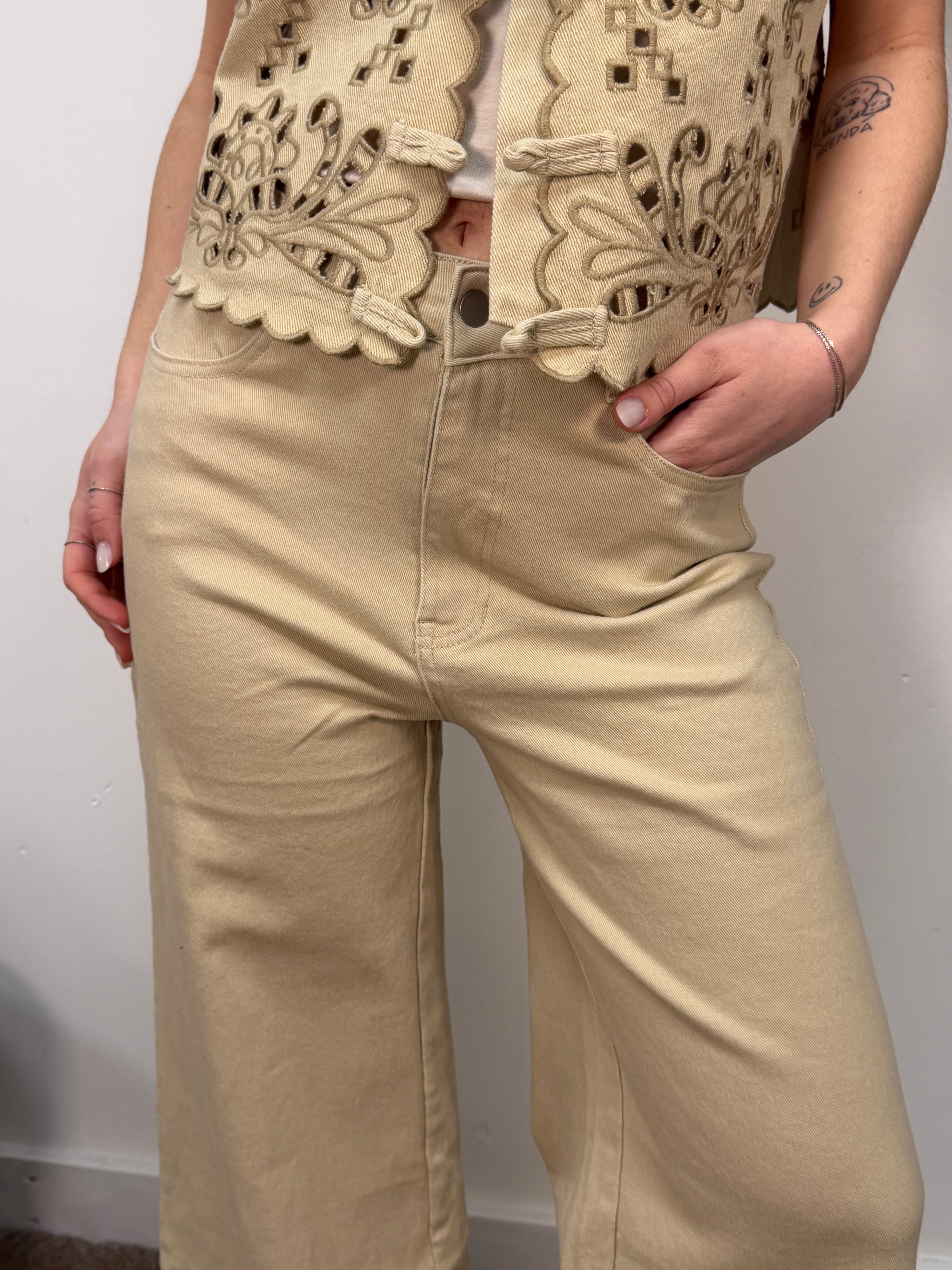 Jeans gaucho ricami sangallo MyD