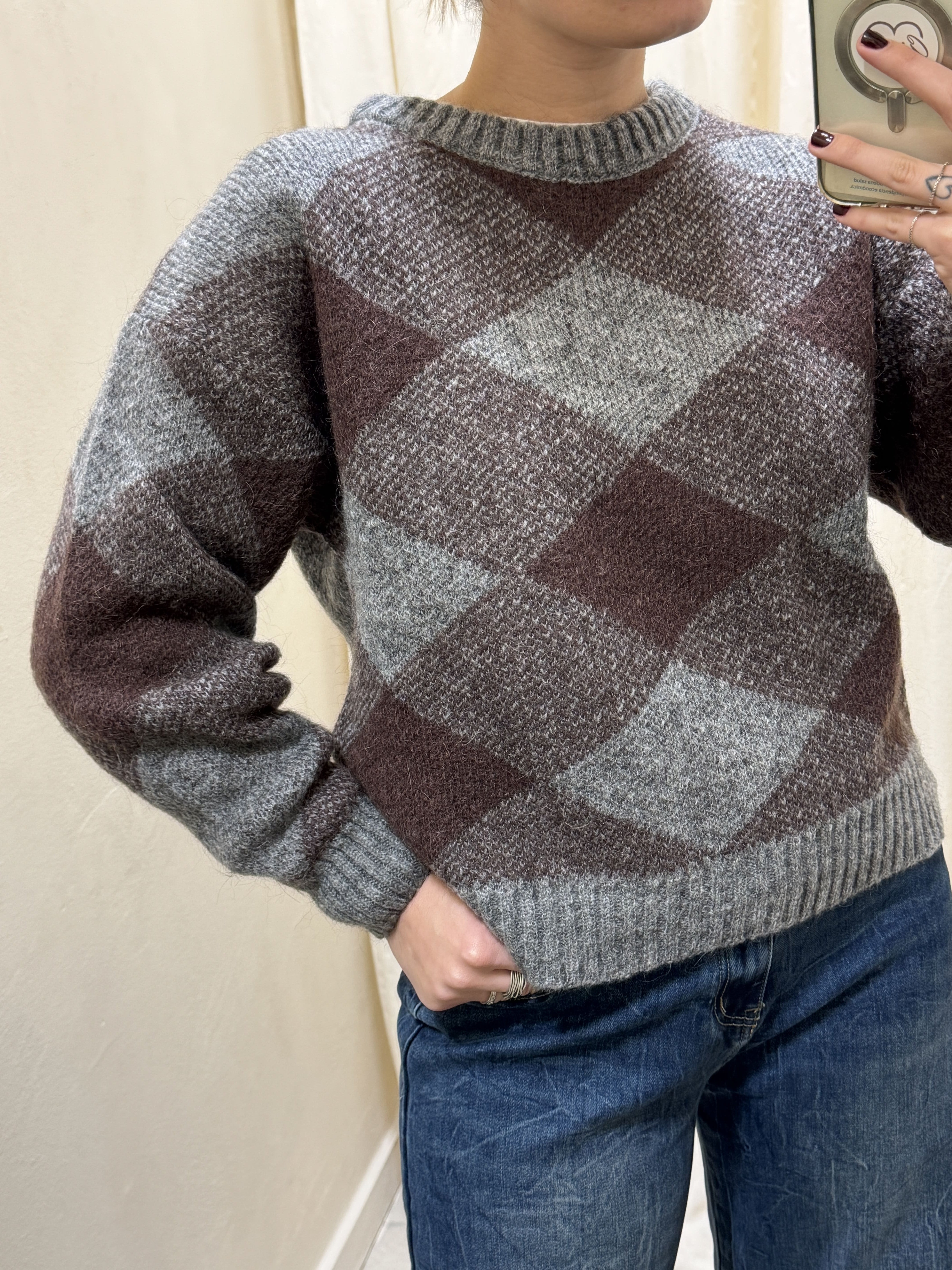 Maglione girocollo stampa rombi MyD