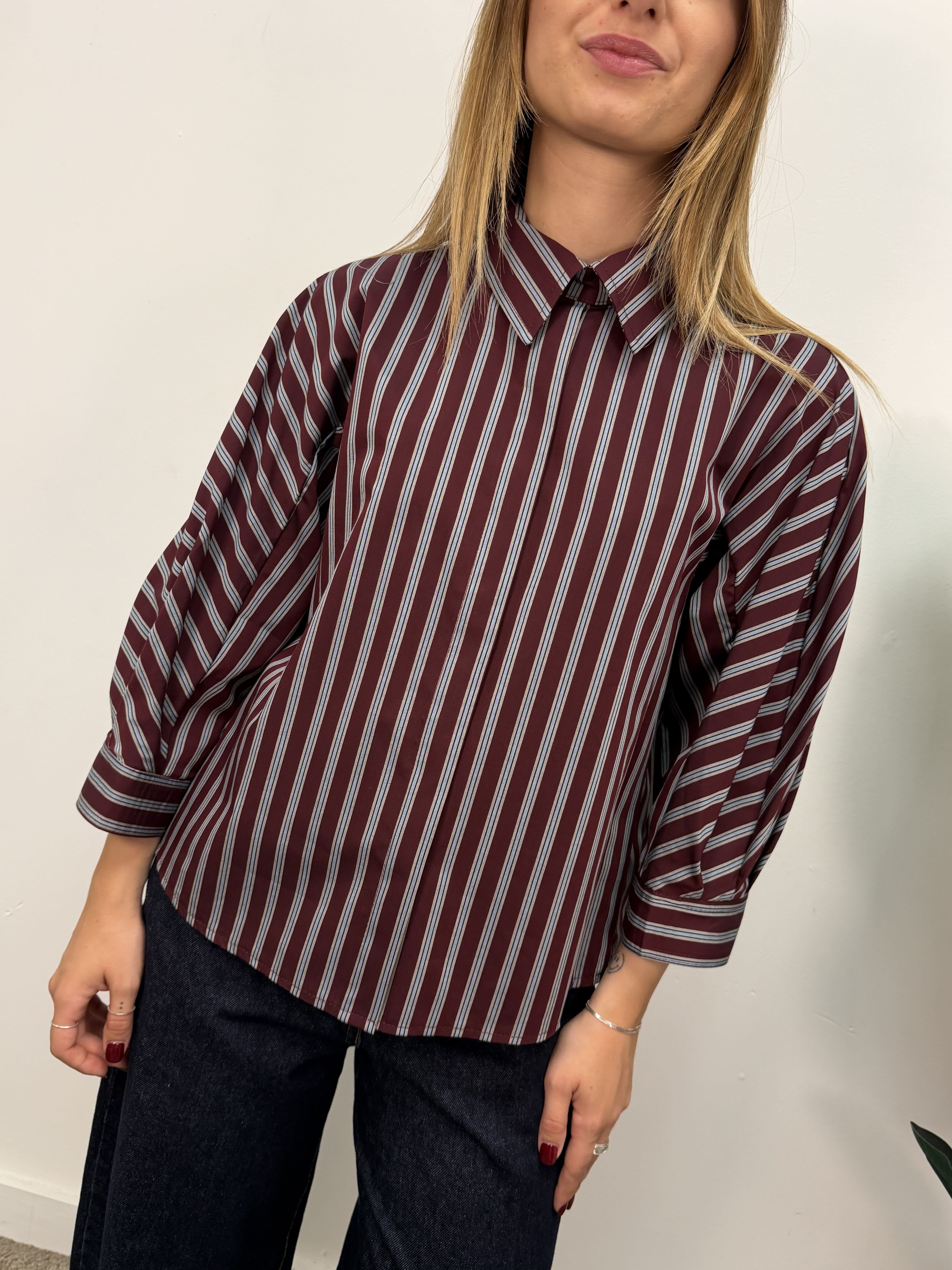 Camicia rigata in popeline manica 3/4 MyD