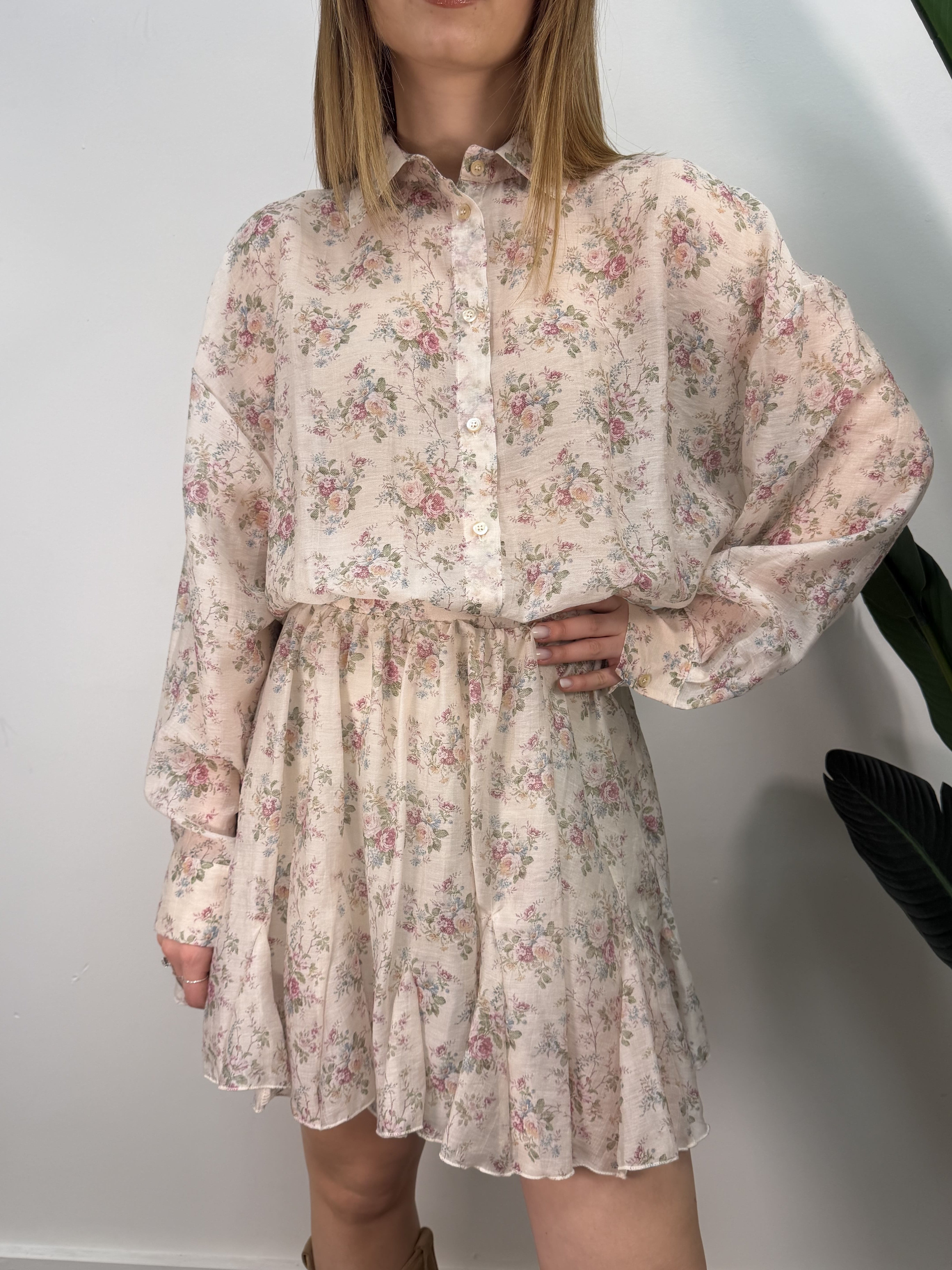 Abito corto chemisier fantasia floreale Tensione In