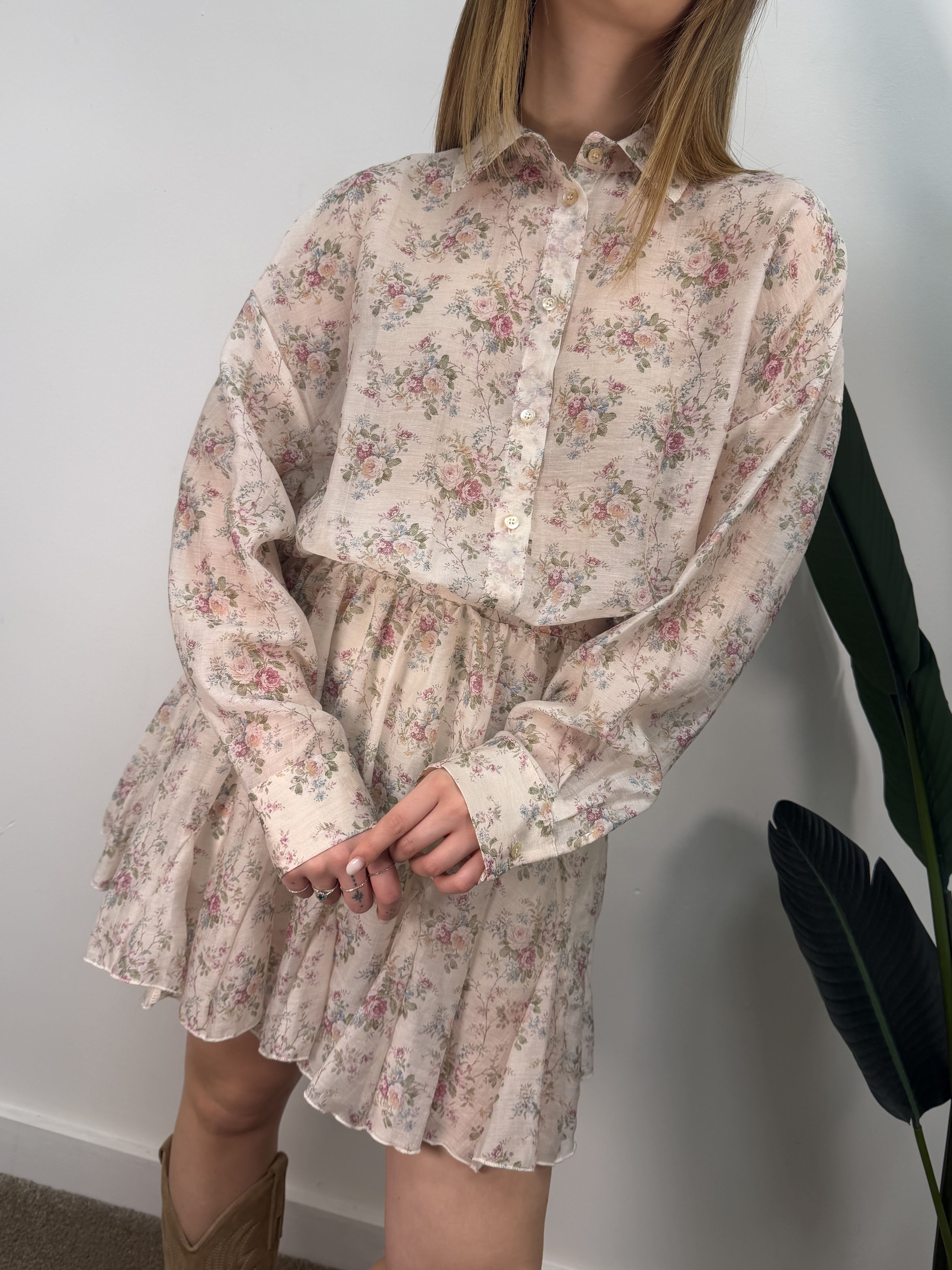 Abito corto chemisier fantasia floreale Tensione In