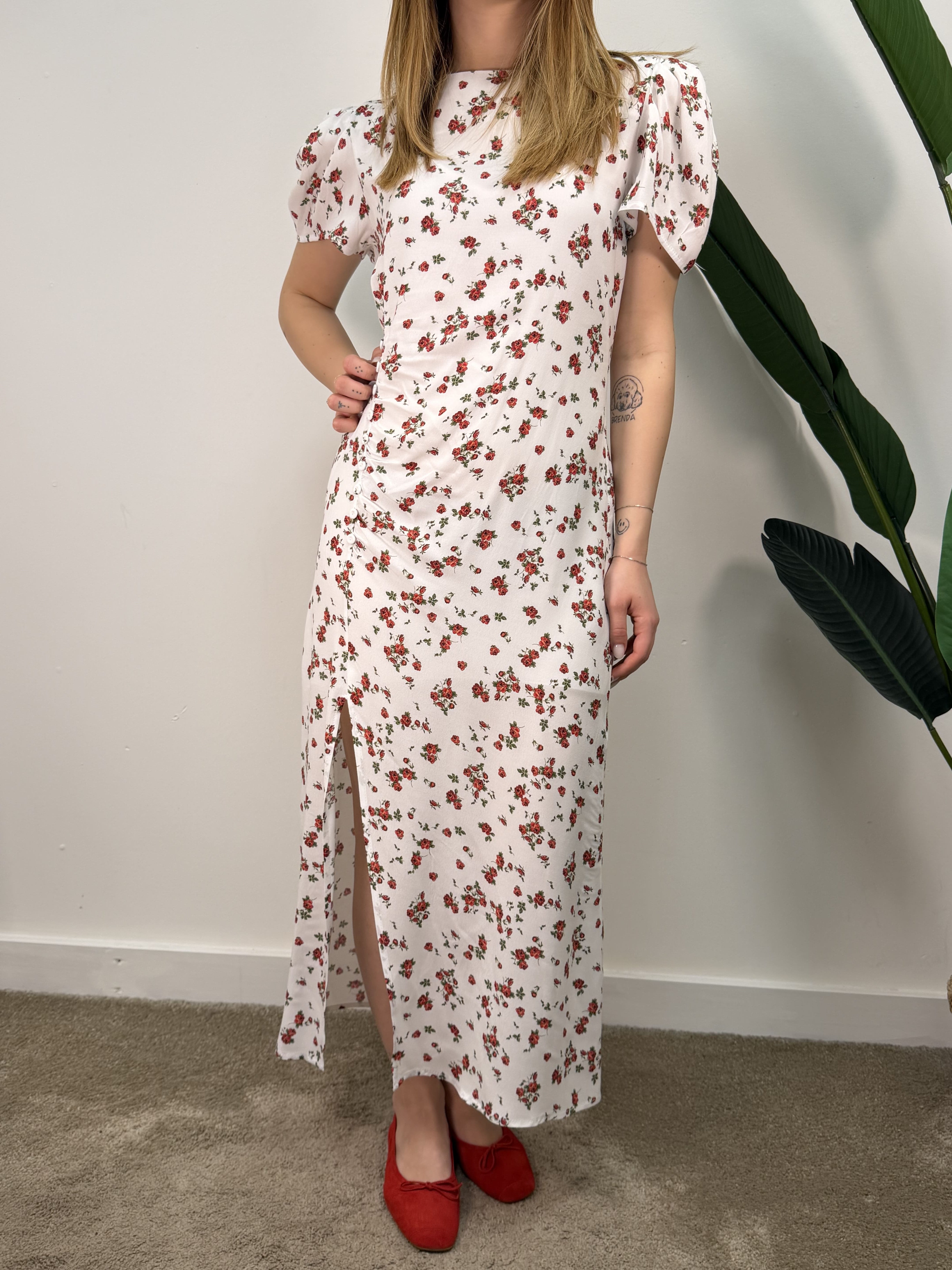 Abito svasato fantasia provenzale rossa Tensione In