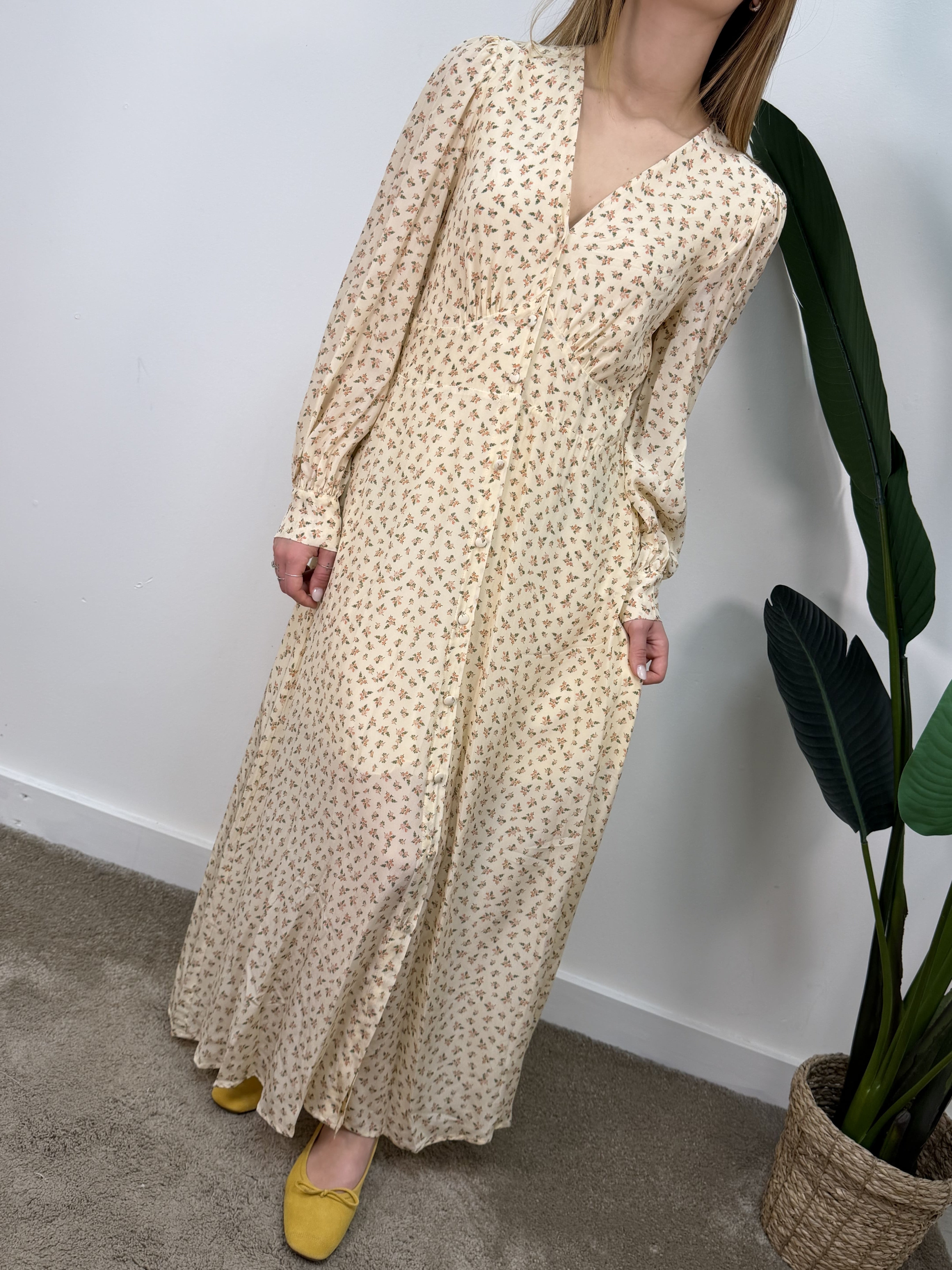 Abito lungo in viscosa stampa provenzale Tensione In