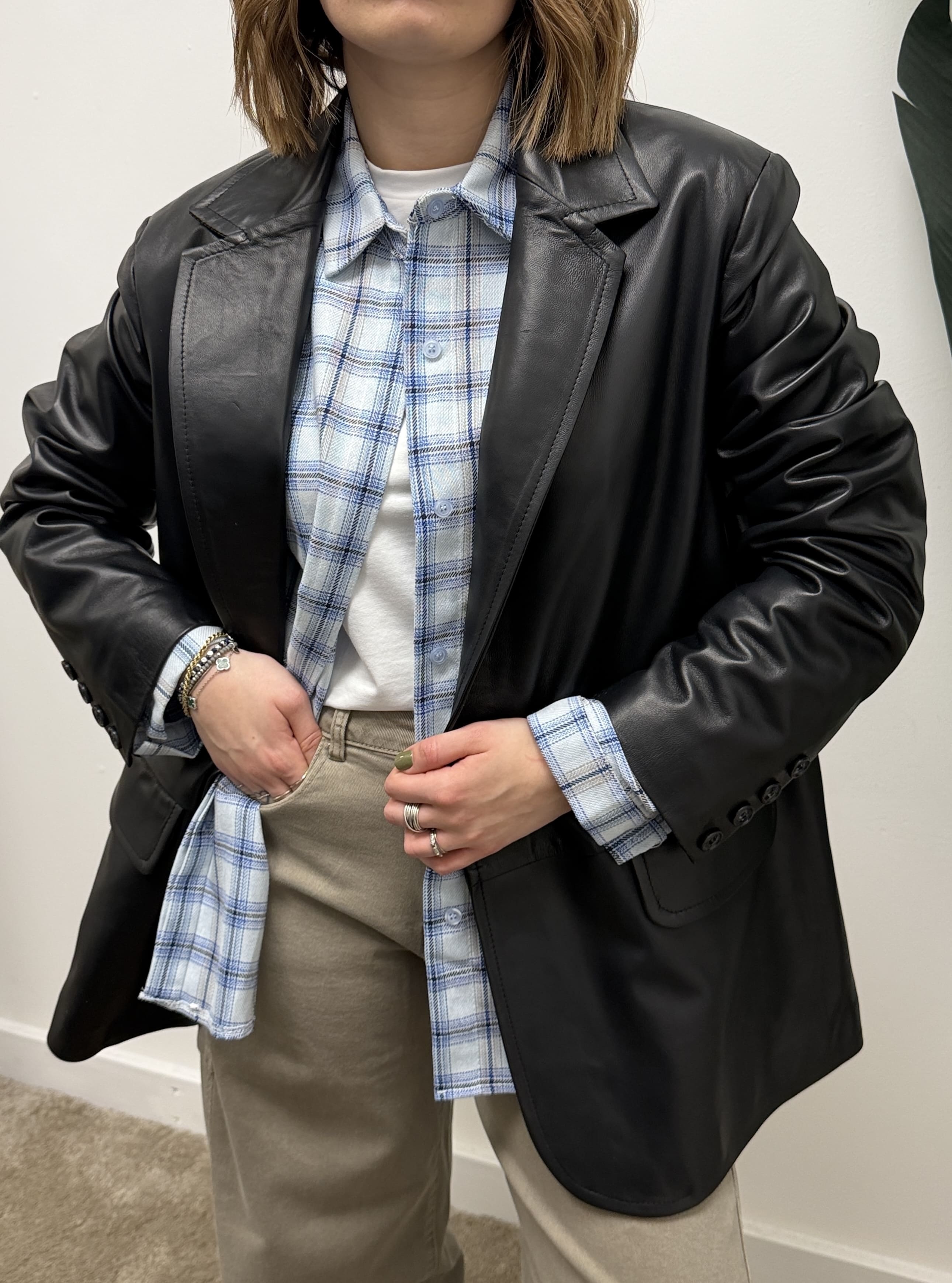 Giacca oversize in vera pelle MyD