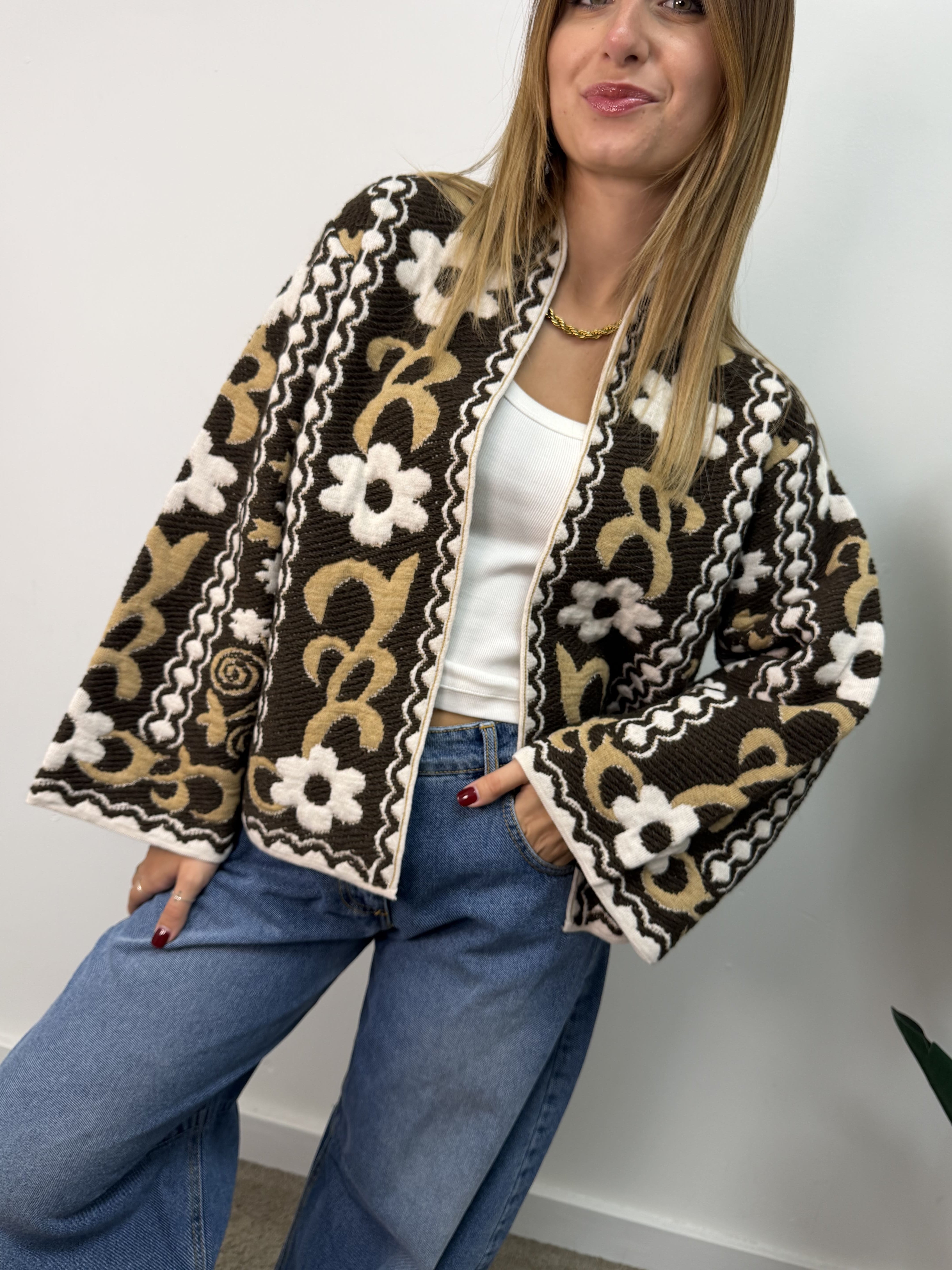 Cardigan caban jacquard Tensione In