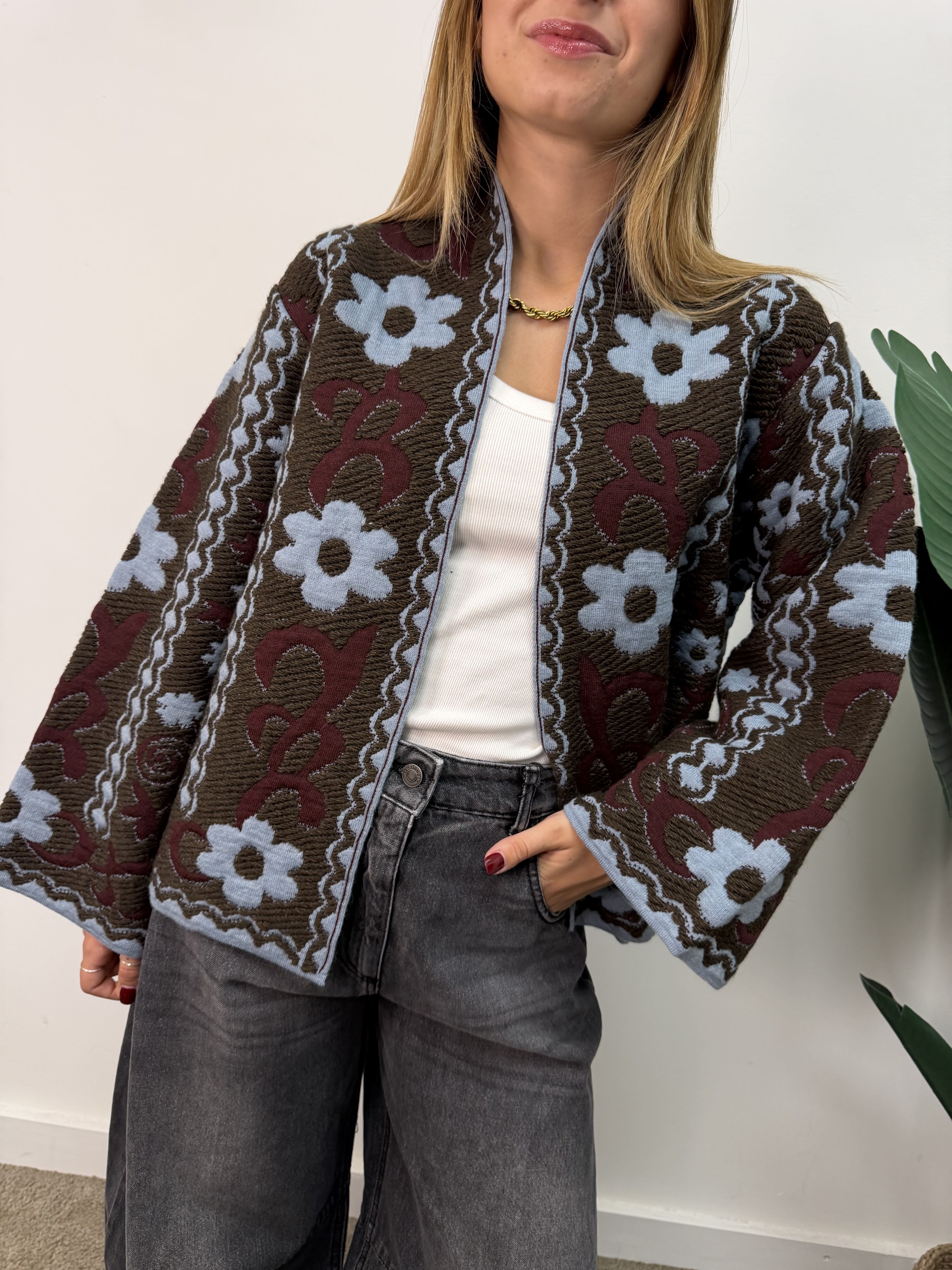 Cardigan caban jacquard Tensione In